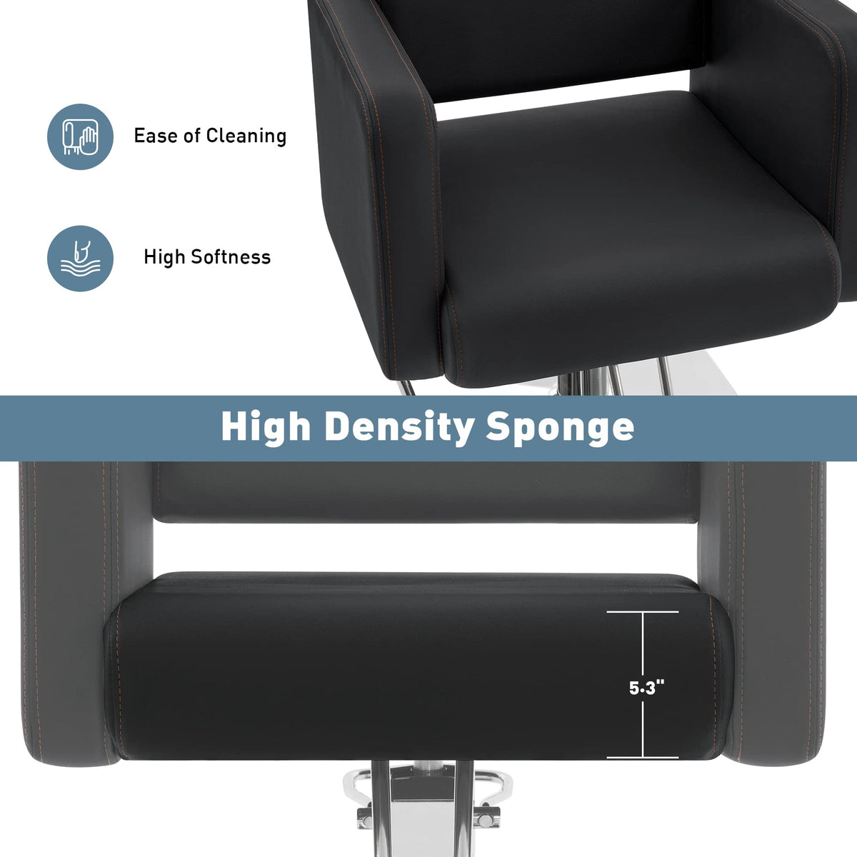 BarberPub Classic Styling Salon Chair for Hair Stylist, Barber Chair with Hydraulic Pump, Beauty Barbershop Salon Spa Equipment 3805 (Black)