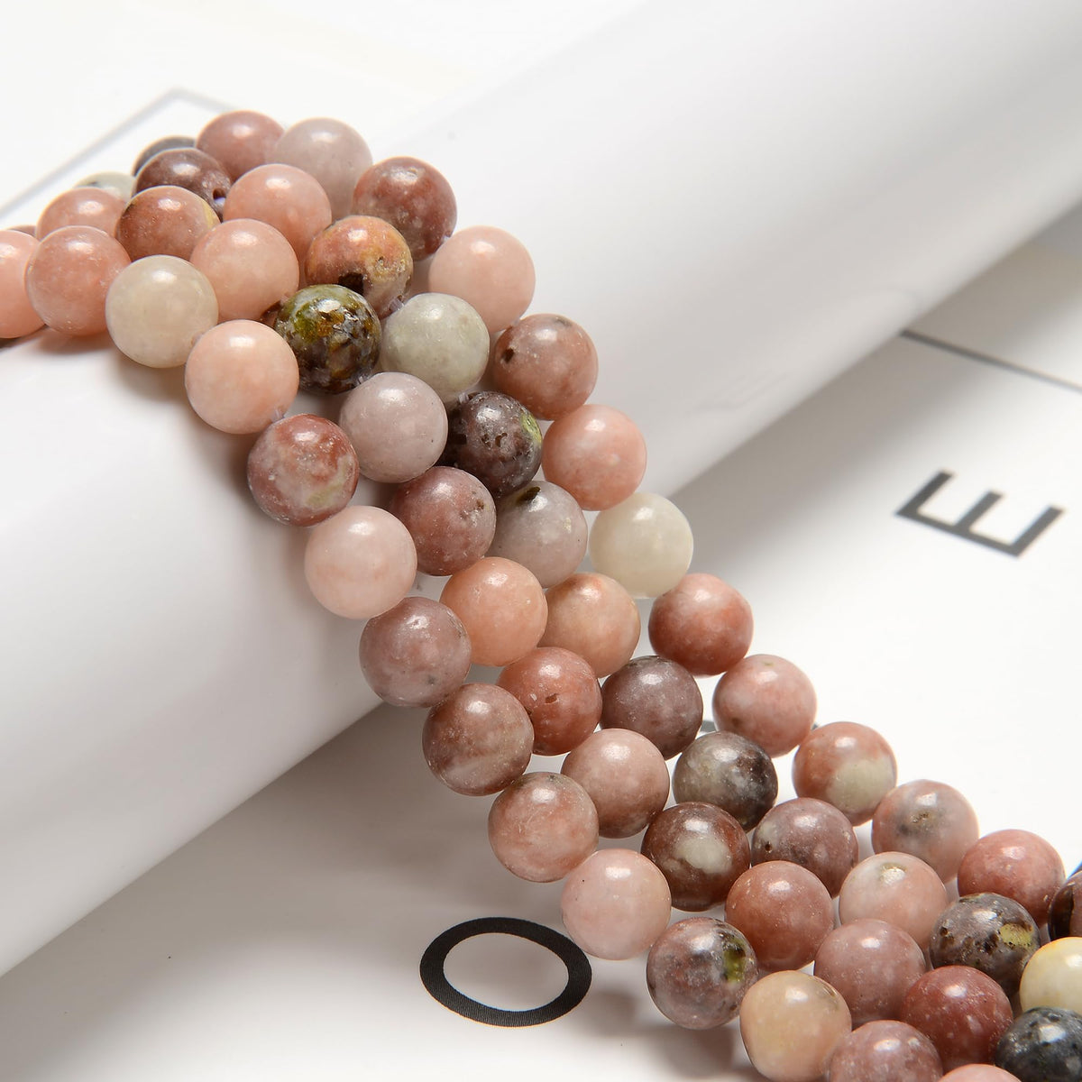 Land Long 120pcs(2 Strand) 6mm Natural Plum Bloosom Jasper Gemstone Beads, Round Cherry Agate Stone Beads for Jewlery Bracelets Earrings Making DIY