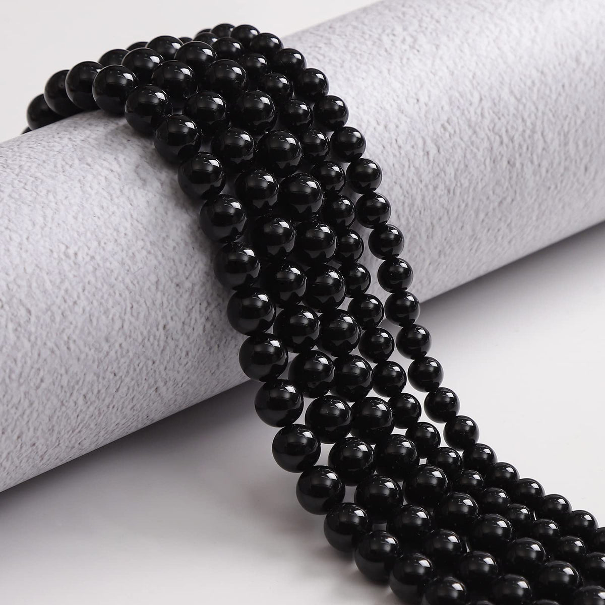60pcs 6mm Natural Black Onyx Agate Gemstone Beads Energy Healing Crystal Round Loose Stone Beads for Jewelry Making, DIY Bracelets Necklaces