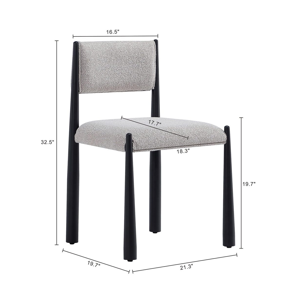 Manhattan Comfort Lennor Dining Chairs Set of 2, Upholstered in Boucle Fabric, Side Seating with Metal Frame, Mid Century Modern Accent, Fully Assembled Furniture, Champagne