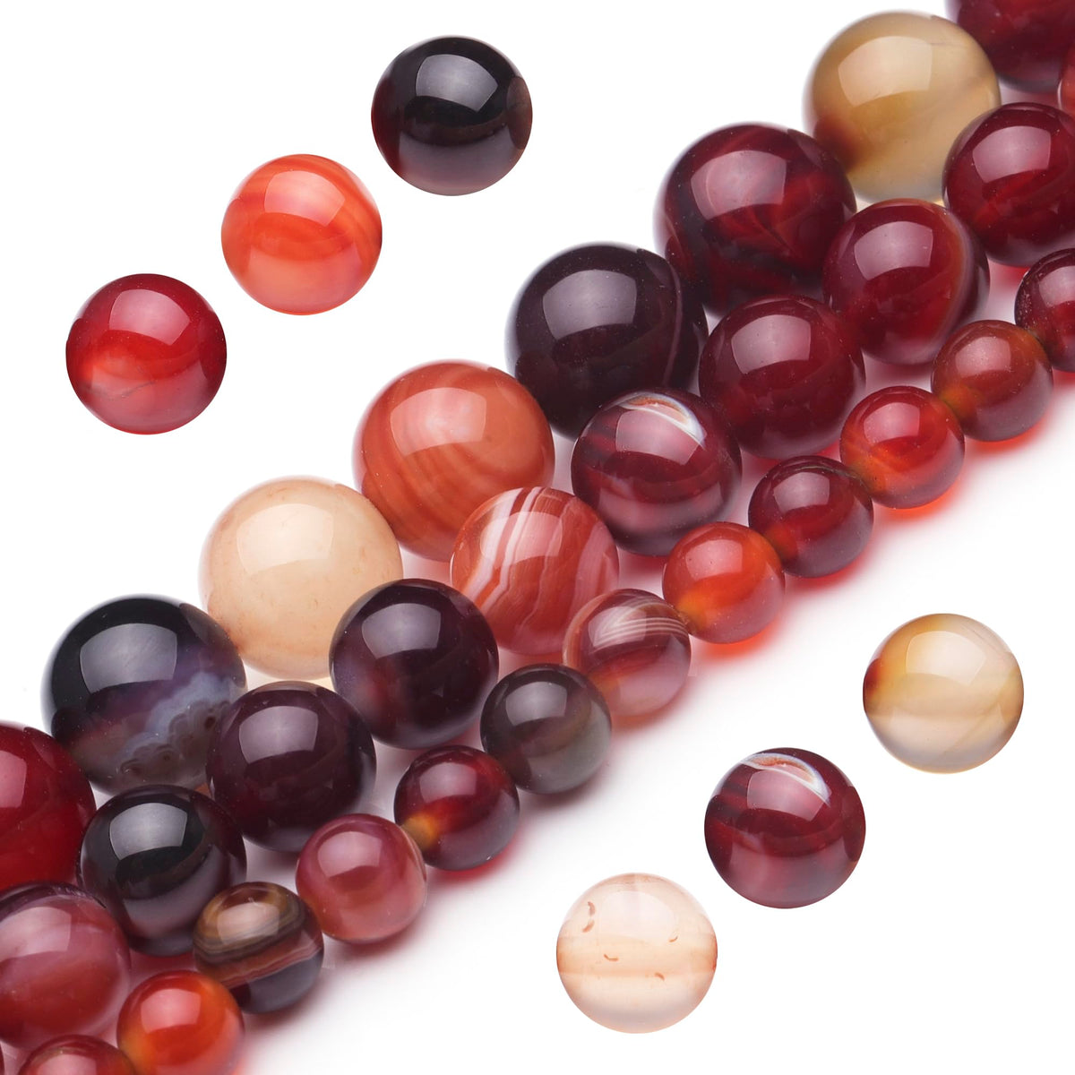 Youngbling Natural Gemstone Beads for Jewelry Making,6mm Wine Red Agate Polished Round Smooth Stone Beads Beads for Bracelet Necklace 15 Inch