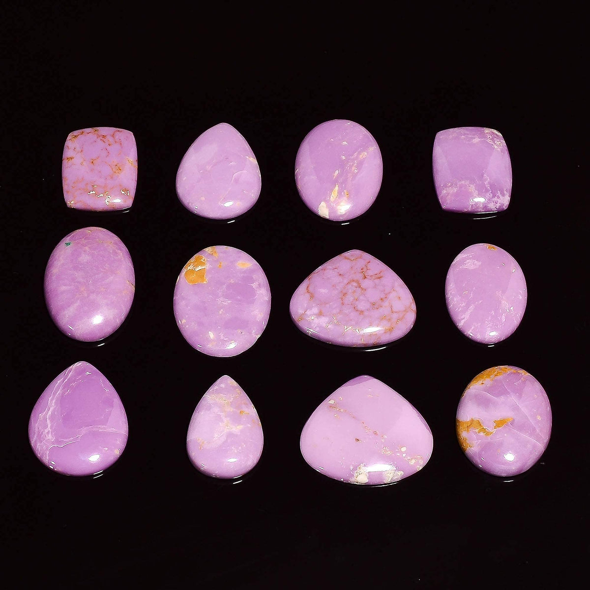GEMKORA 4pcs Natural Phosphosederite Gemstone Wholesale Cabochons Lot, Jewelry Making Loose Gemstone, Polished Home Decor Specimen, DIY, Wire Wrapping, Reiki, Healing Crystals, Bulk Gemstone Deal