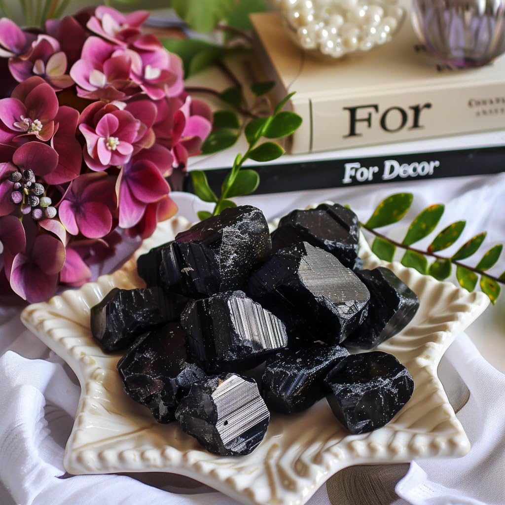 Luckeeper 0.5 lb Black Tourmaline Bulk Raw Crystals and Healing Stones for Tumbling, Wire Wrapping, Wicca Reiki,Meditation