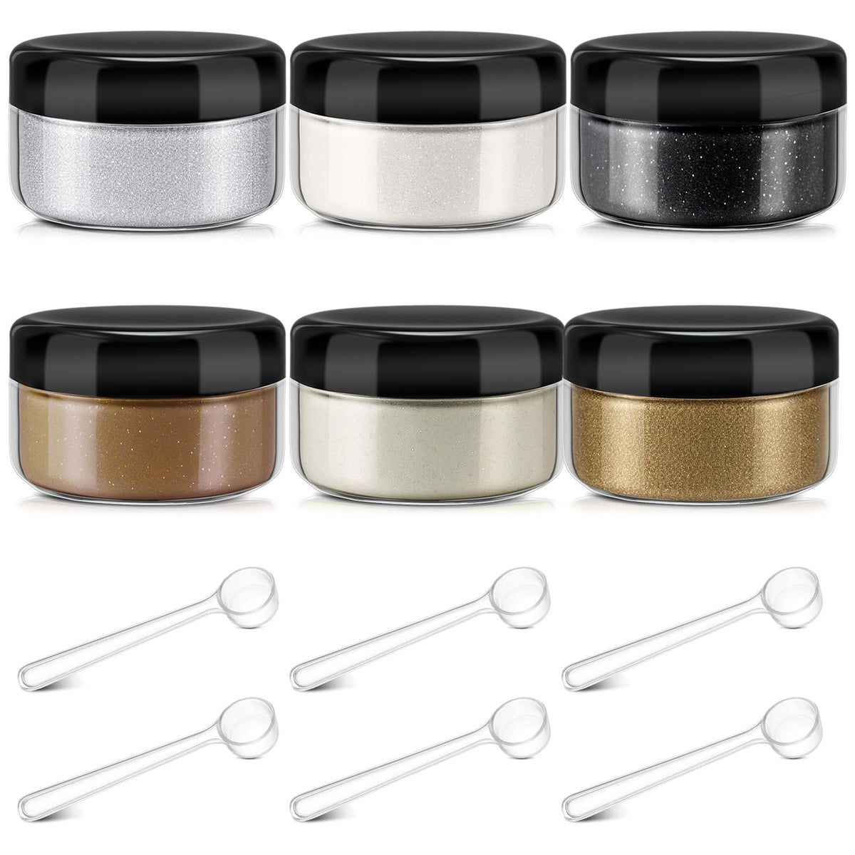 Heigble 6 Pcs 0.5 Ounce Glitter Embossing Powder Set for DIY Crafts Greeting Cards Making Scrapbooking Wedding Invitations (Dark)