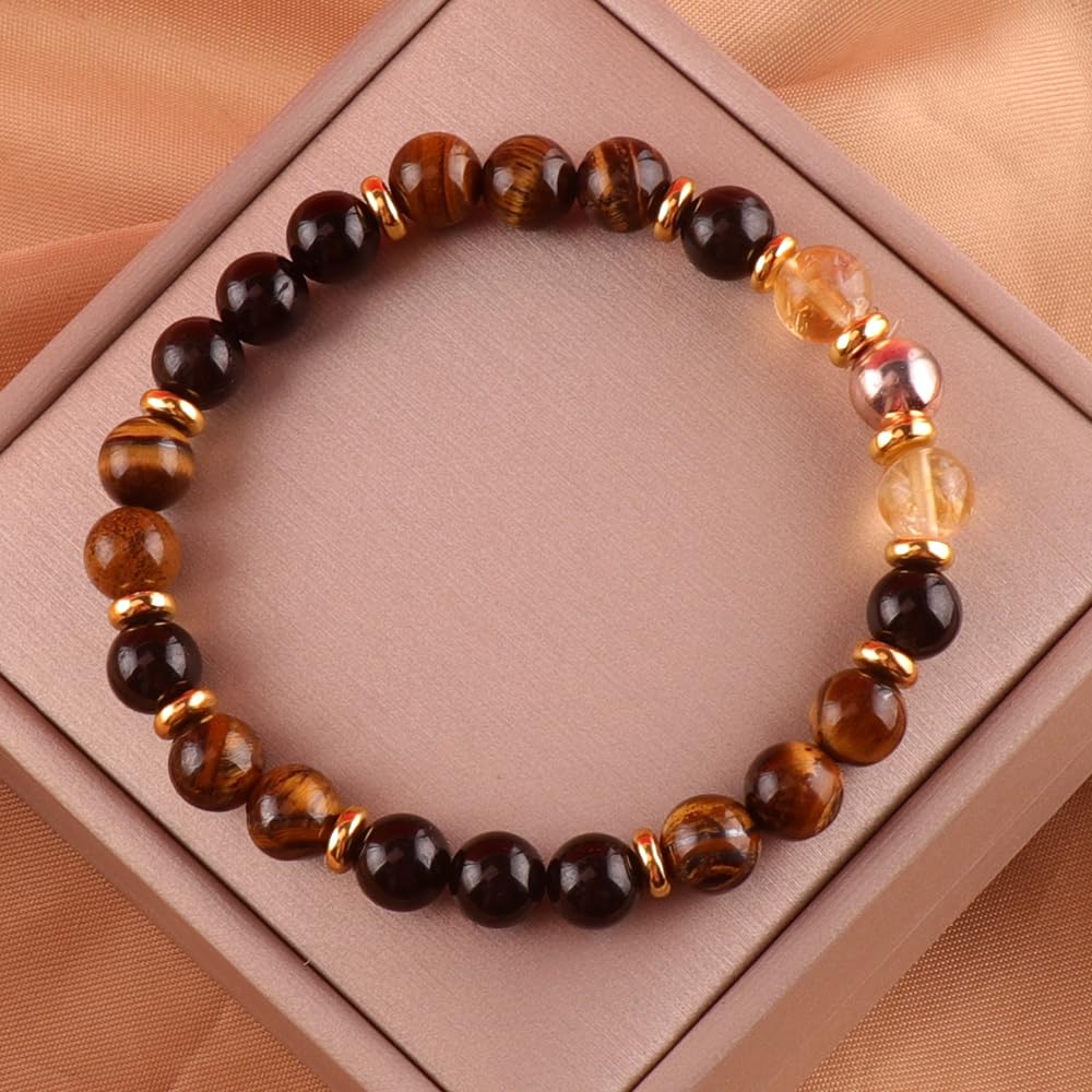 KSQS Healing Stone Bead Bracelet for Women, Natural Gemstones Balance Protection Bracelet, Spiritual Crystal Beads Bracelet Anxiety Relief with Meaning Card(#19)