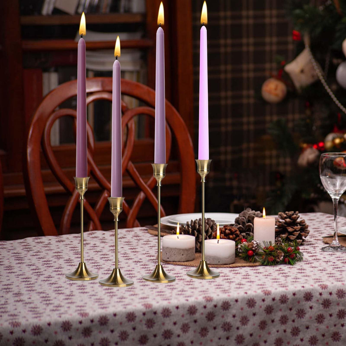 10 inch Purple GradientTaper Candles,Set of 4 Tapered Candle, Tall Candlesticks,Conical Stick Candles,Smokeless,for Home Dinner, Party, Wedding, Halloween, Christmas (Purple Series, 10inch)
