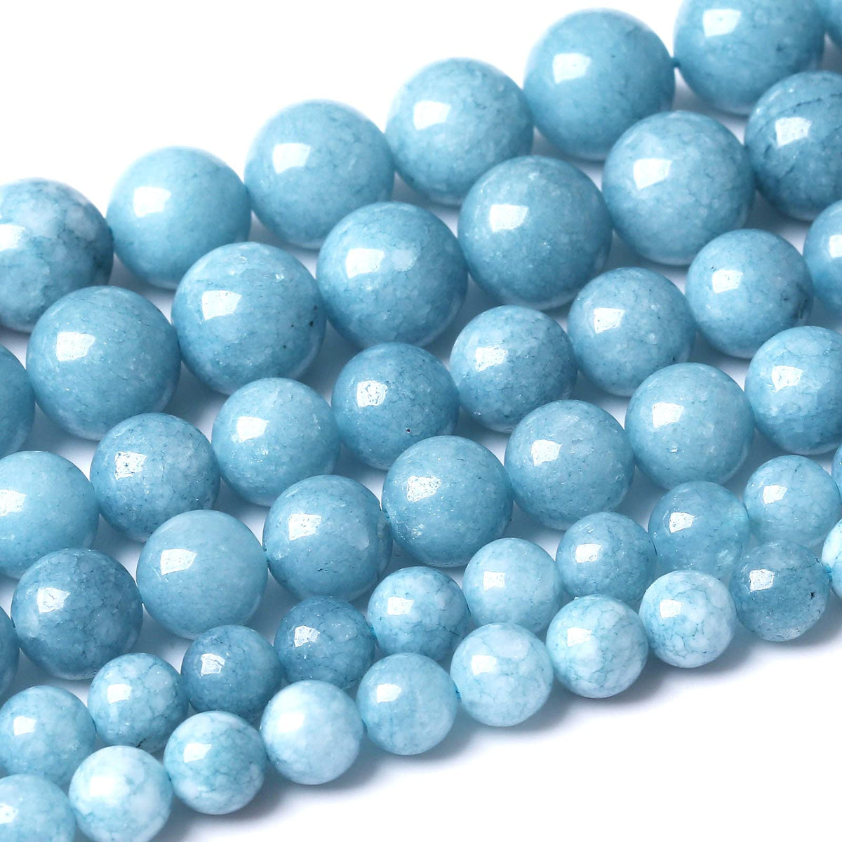 Blue Chalcedony Natural Stone Beads Gems Round Loose Beads Jewelry Making DIY Bracelet Necklace Accessory 1 Strand 60PCS 6MM 15"