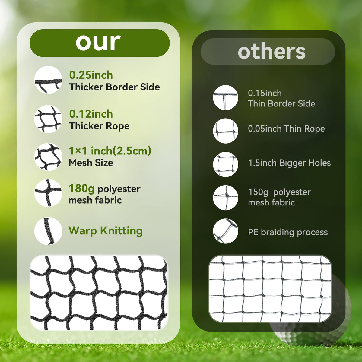 Golf Practice nets for Backyard 20x50ft Driving Real Golf Balls Nylon Netting, Golf Hitting Net for Garage Swing Training, Heavy Duty Sports Netting