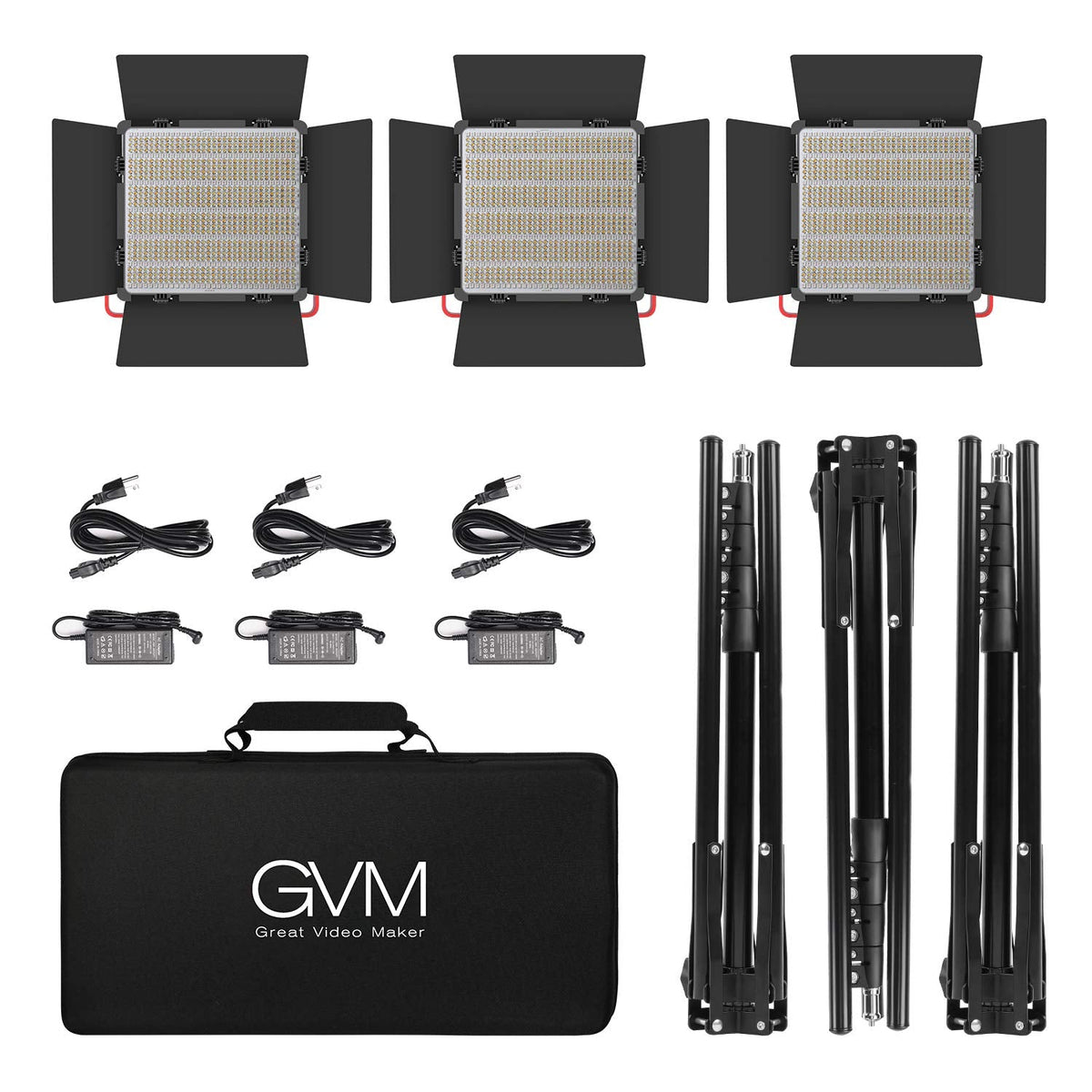 GVM RGB LED Video Light, 50W Video Lighting Kit with APP Control, 1200D Photography Lighting kit for YouTube Studio, 3 Packs Led Panel Light, 3200K-5600K, Aluminum Alloy Shell, CRI 97