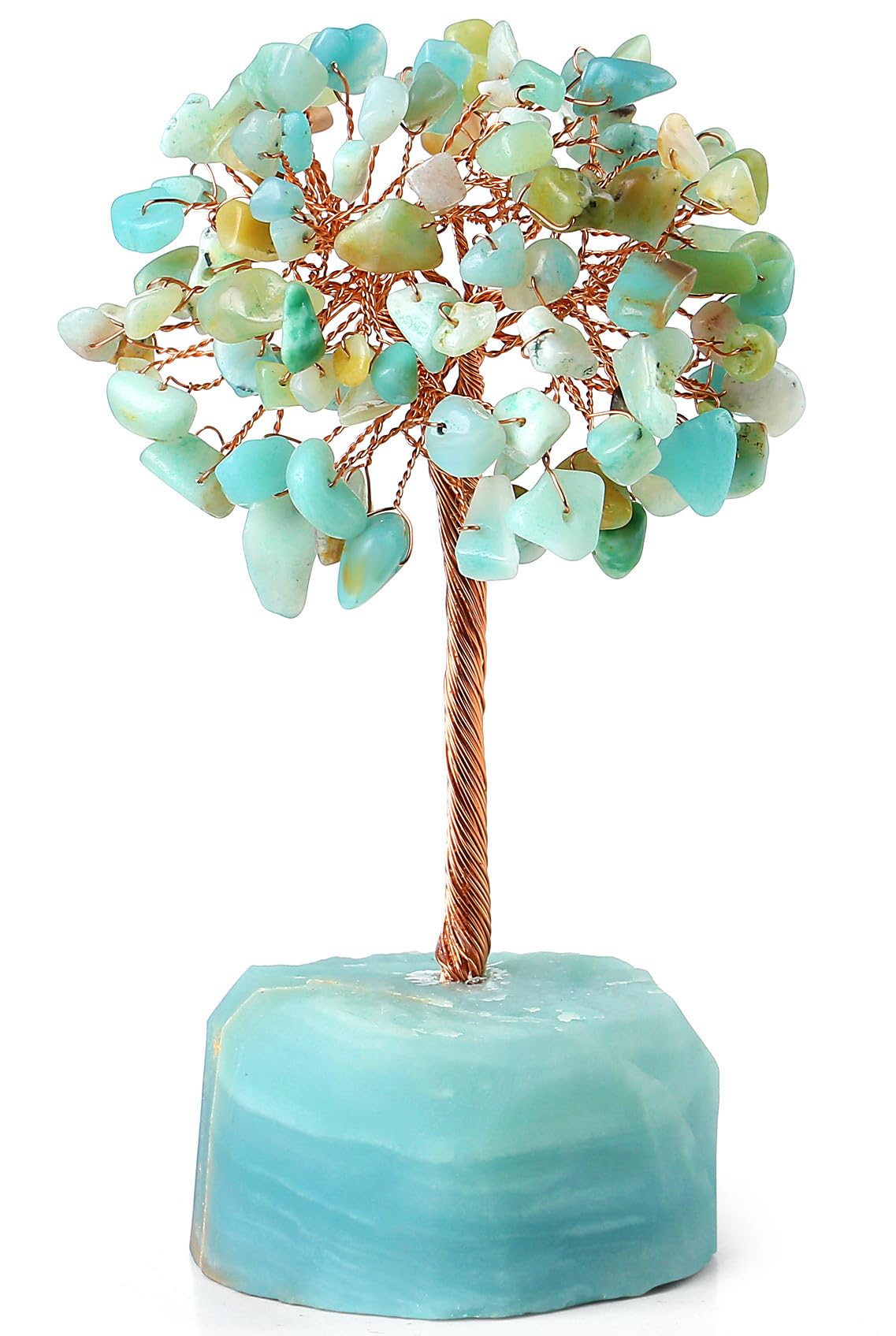 QINJIEJIE Amazonite Healing Crystal Tree Decor Natural Stone Gemstone Room Office Desk Decor Crystals Base Copper Wire Money Tree of Life Spiritual Decorations Home Meditation Yoga Gift for Women