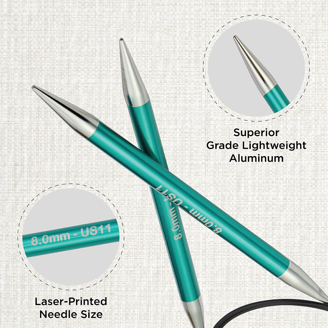 KnitPro Zing Fixed Circular Needles 16" (40cm) | US Size 11 (8mm)