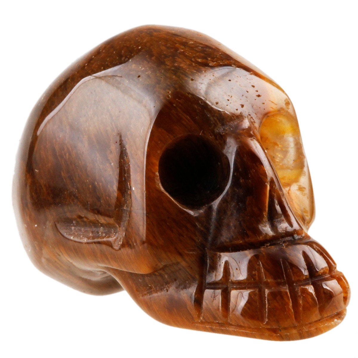 SUNYIK Yellow Tiger's Eye Stone Carving Skull Statues,Pocket Healing Figurine Sculpture 1.5"
