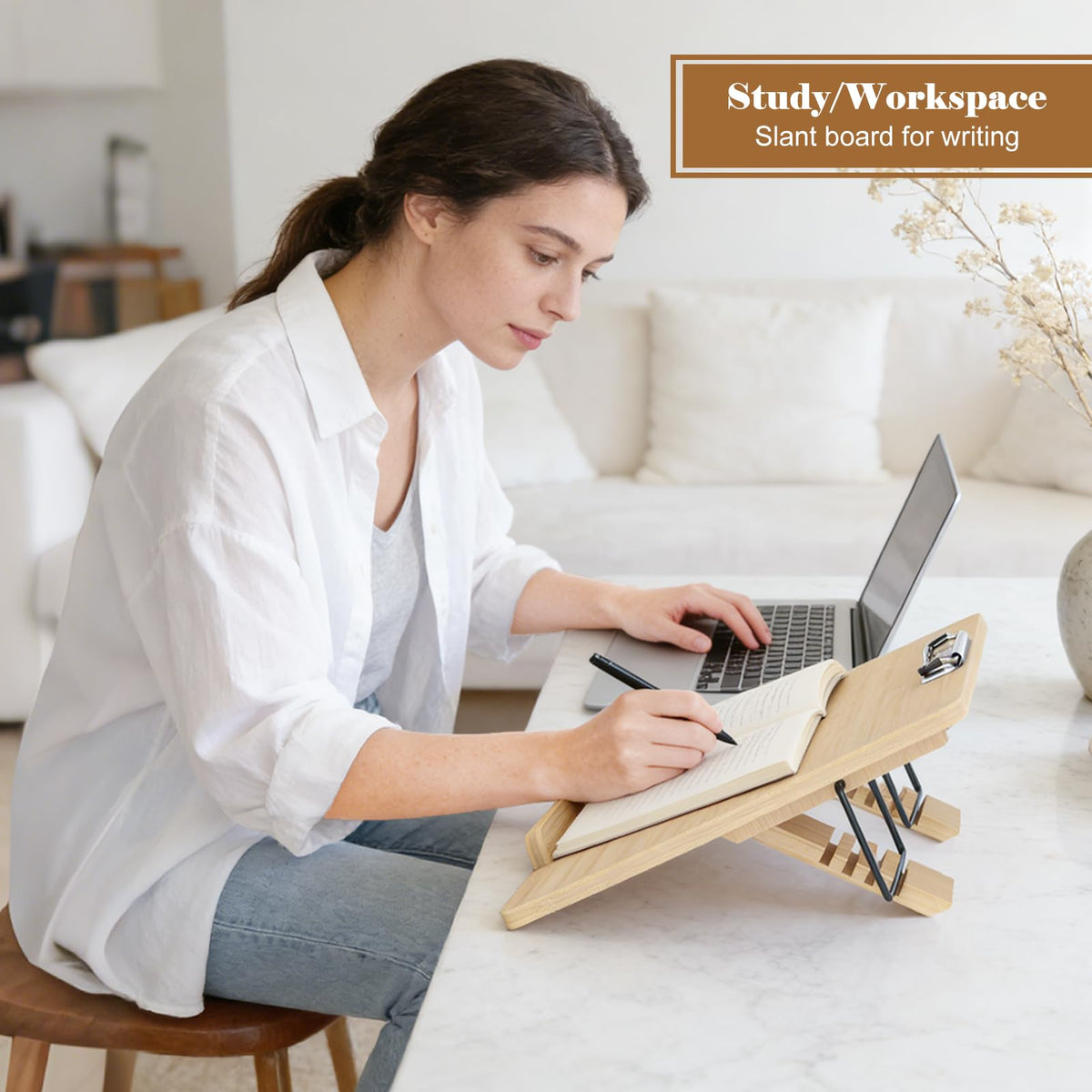 BSTSLL Slant Board for Writing Adjustable Writing Board Slanted Clipboard Foldable Stand Easel Sloped Surface to Improve Handwriting Legibility for Writing Reading Drawing