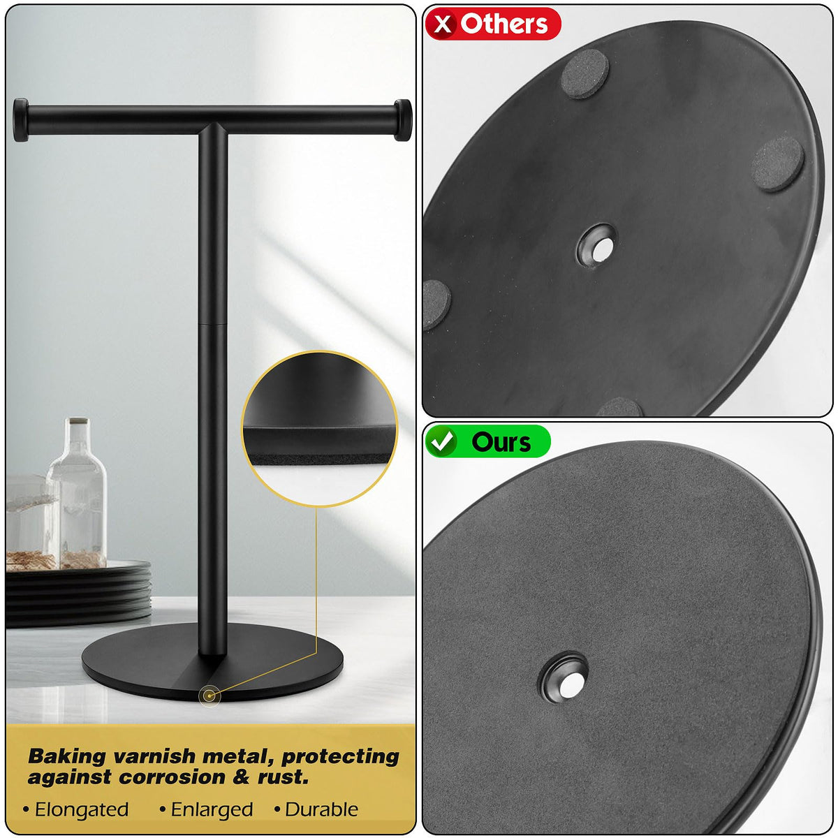 Hand Towel Holder, Matte Black Bathroom Towel Racks, Countertop Towel Stand, T-Shape Towel Holder for Bathroom Kitchen, Size 11" L x 6.7" W x 16.1" H