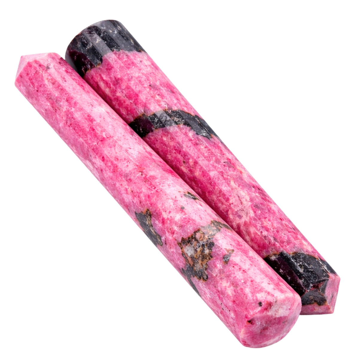 Amazing Gemstone Rhodonite Crystal Wand Massage Stick - Pelvic Wand Gua Sha for Adults - Crystals and Healing Stones Massage Wands for Adults Gifts (Pointed)