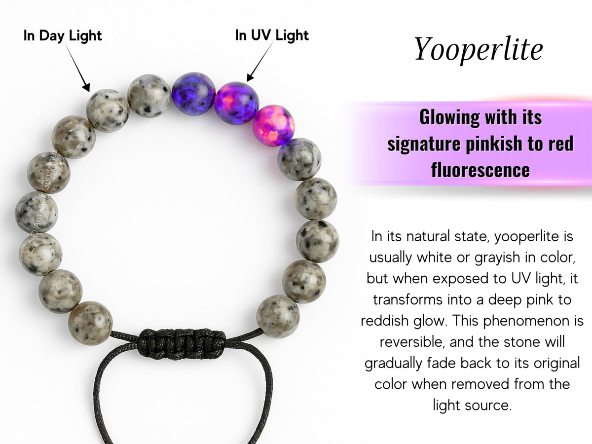 Amazing Gemstone Yooperlite Bracelet for Women Men's Gifts - Protection Healing Crystal Bracelet - 8mm Gemstone Beaded Adjustable Bracelet Pulseras Para Hombres Mujer Stocking Stuffers