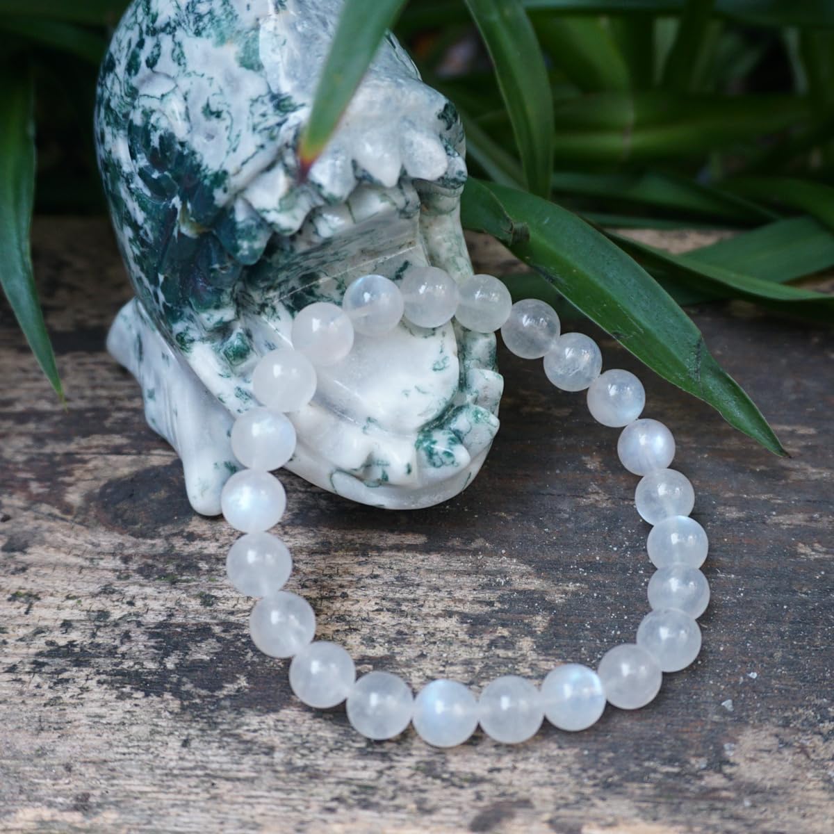 10MM Moonstone Bracelet for Men Women | Fits for 7.5-8" Wrist | Natural Crown Chakra Crystal Gemstones for Relationship & Love | Come with Gift Box & Velvet Pouch