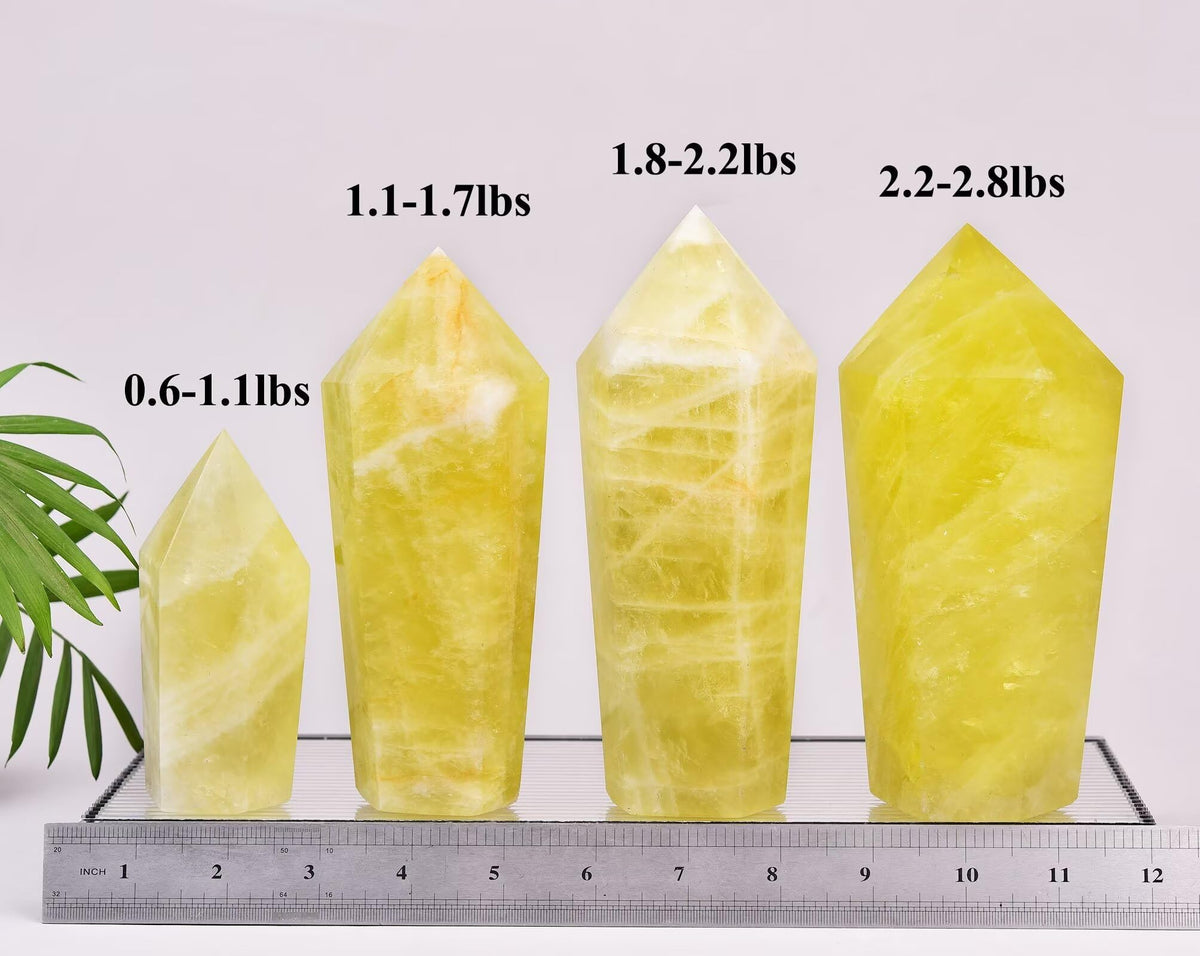 VIZYTOU Lemon Quartz Stone Tower Obelisk Large Healing Crystal Rock Point Wand Reiki Healing Meditation Stone 0.6-1.1 LBS