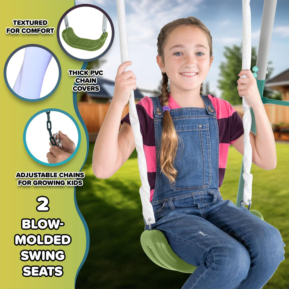 Sportspower Arcadia Light Zone Metal Swing Set for Kids, Outdoor Playset with LED Light-Up 5ft Slide, Slide Tunnel, Swings & Trapeze, 6ft Heavy-Duty Steel Frame, 600lbs Capacity