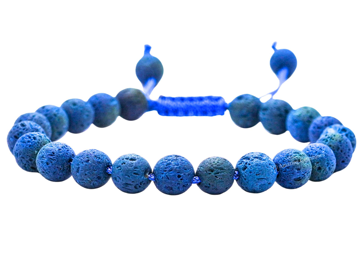 Amazing Gemstone Blue Lava Bracelet for Women Men's Gifts - Protection Healing Crystal Bracelet - 8mm Gemstone Beaded Adjustable Bracelet Pulseras Para Hombres Mujer Stocking Stuffers