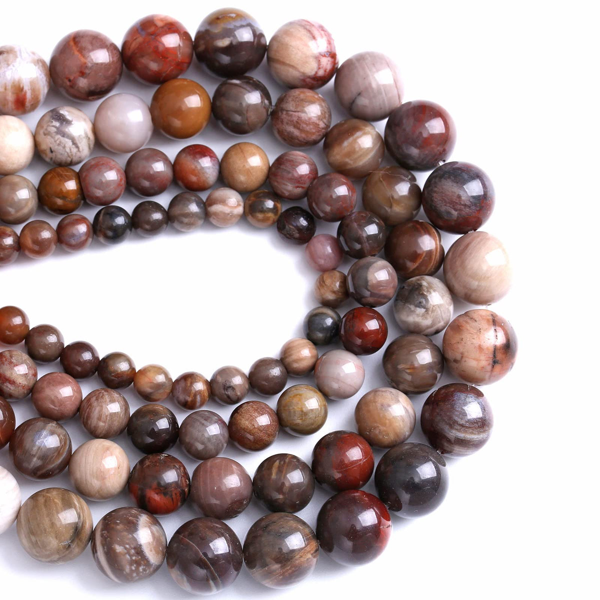 8MM 45PCS Natural Stone Petrified Wood Jasper Loose Beads for Jewelry Making DIY Bracelet