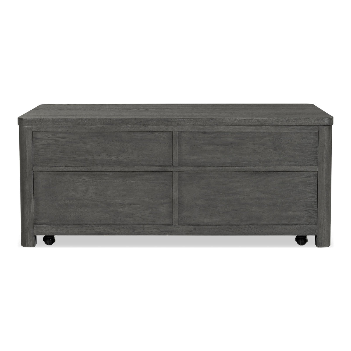 Furniture of America Selyra Modern Contemporary Solid Wood 46-inch Lift-top Rectangular Coffee Table with Dented Stainless Steel Accents, Wire Brush and Ball-Bearing Glides for Living Room, Ash Gray