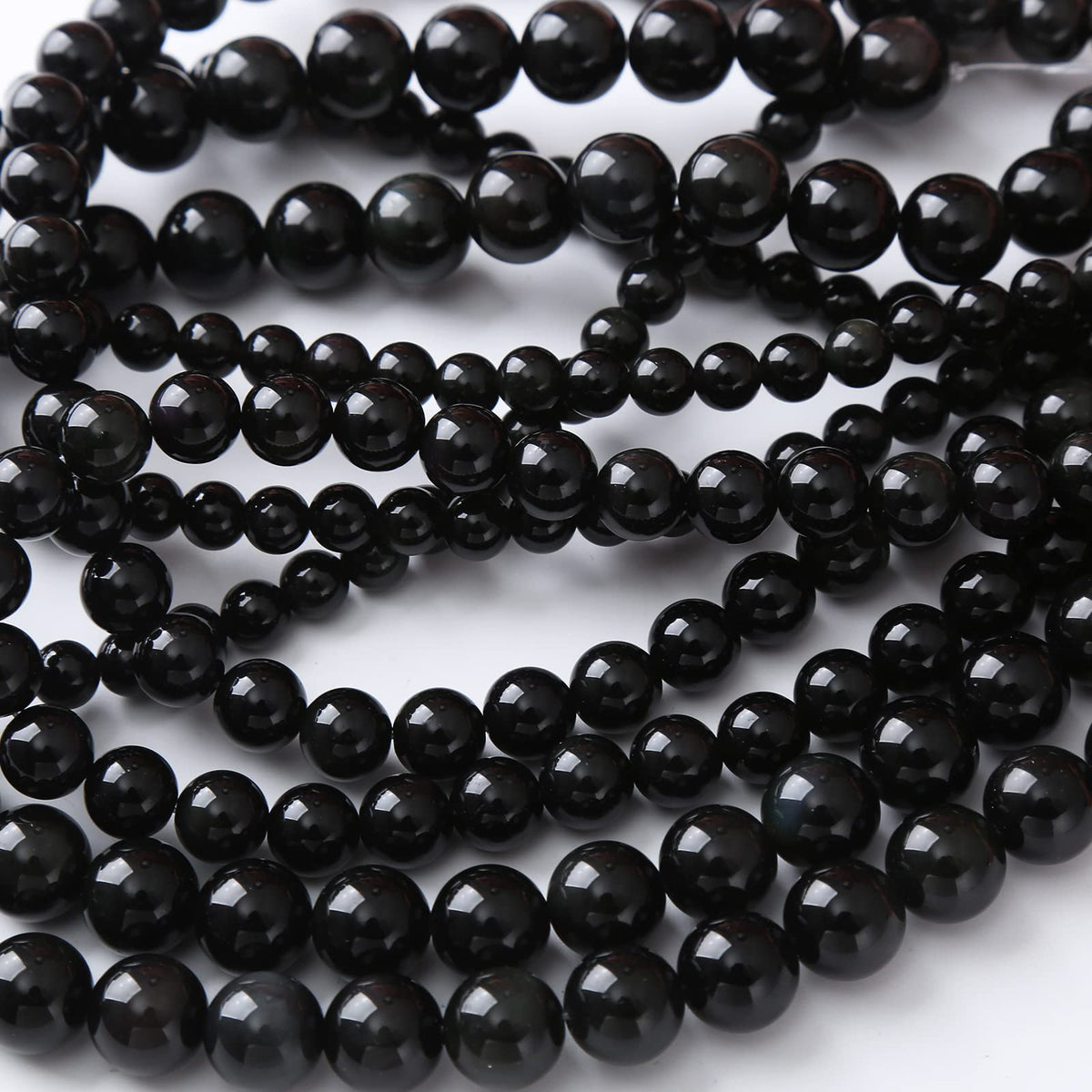 8MM Black Obsidian Round Loose Beads Natural Gem Beads Crystal Energy Stone Beads for Jewelry Making DIY Bracelet Necklace