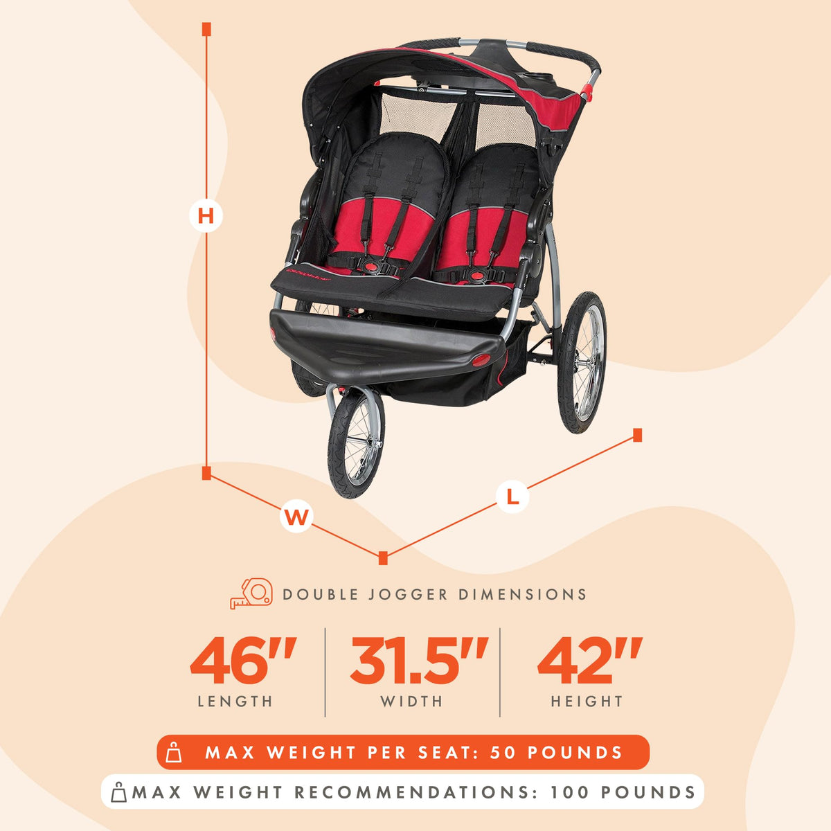 Baby Trend Expedition® Double Jogger, Cantennial