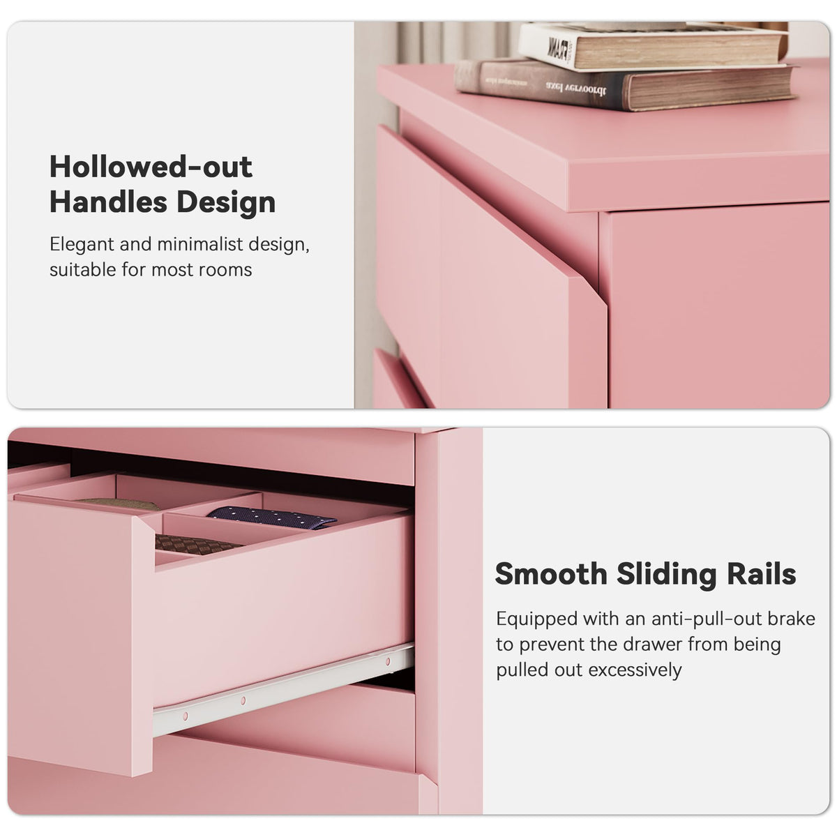 Jocoevol Pink Tall 8 Drawer Dresser for Bedroom,Dressers & Chests of Drawers with Jewelry Storage,Wood Storage Dresser with Deep Drawers for Living Room Hallway Entryway(55.3" L*23.6" W*15.7")
