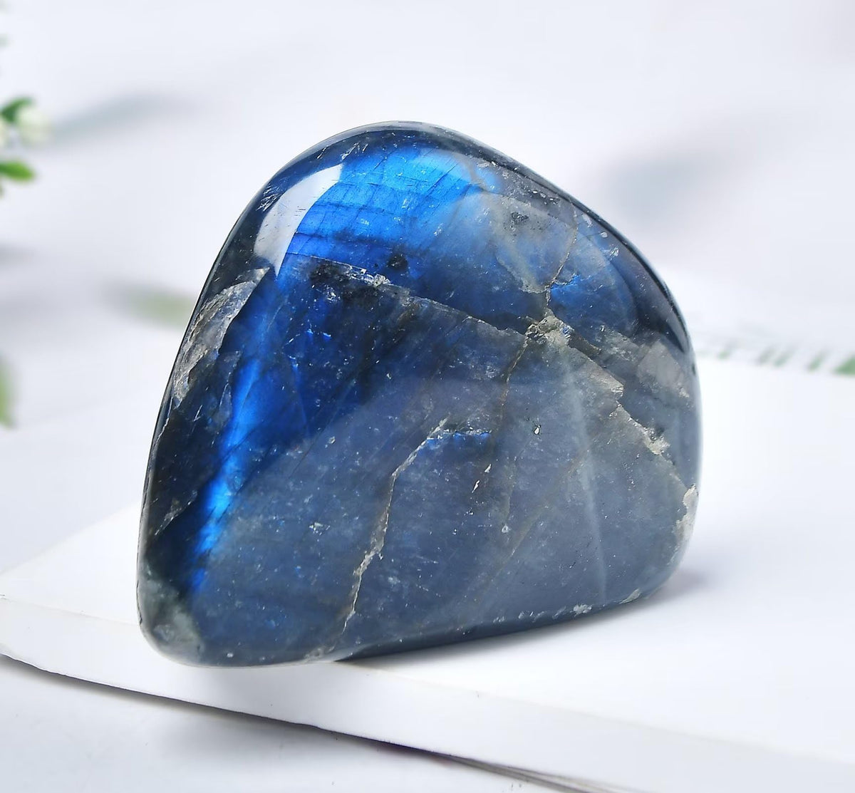 FZBHRO Small Labradorite Rock Polished Blue Labradorite Slab Healing Crystal Stone Block for Meditation Gift Home Decor 0.6-0.8 Pound