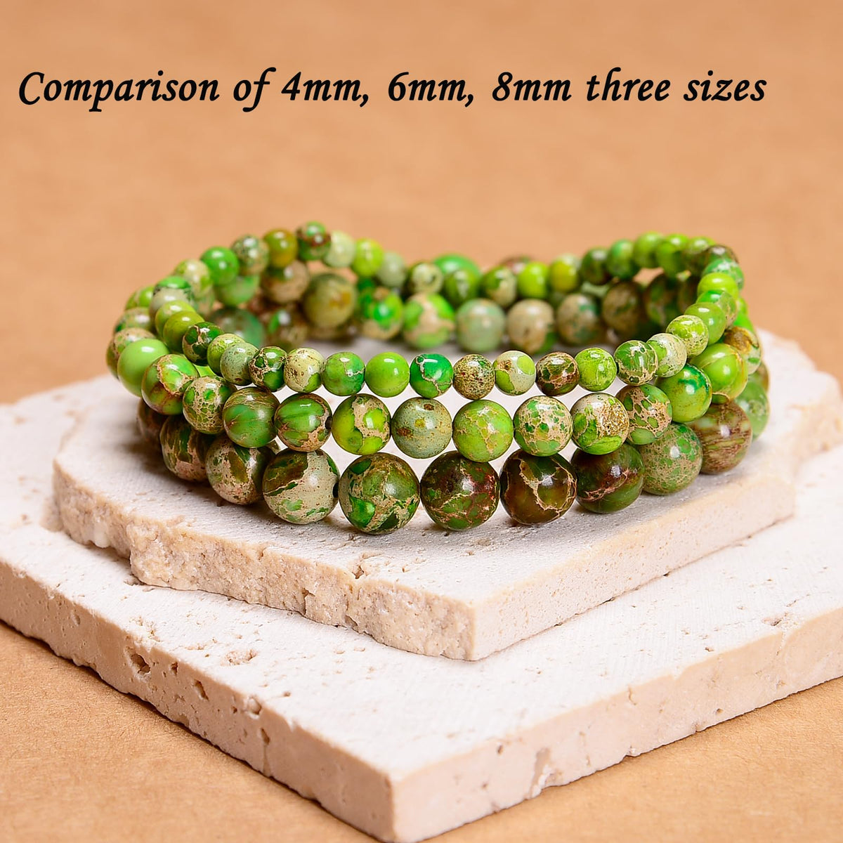 CHCCOYE 4mm Natural Healing Gemstone Bracelet Handmade Yoga Stretch Elastic Bracelet Stress Relief Crystal Jewelry for Men and Women (4mm,Meadow Shoushan stone)