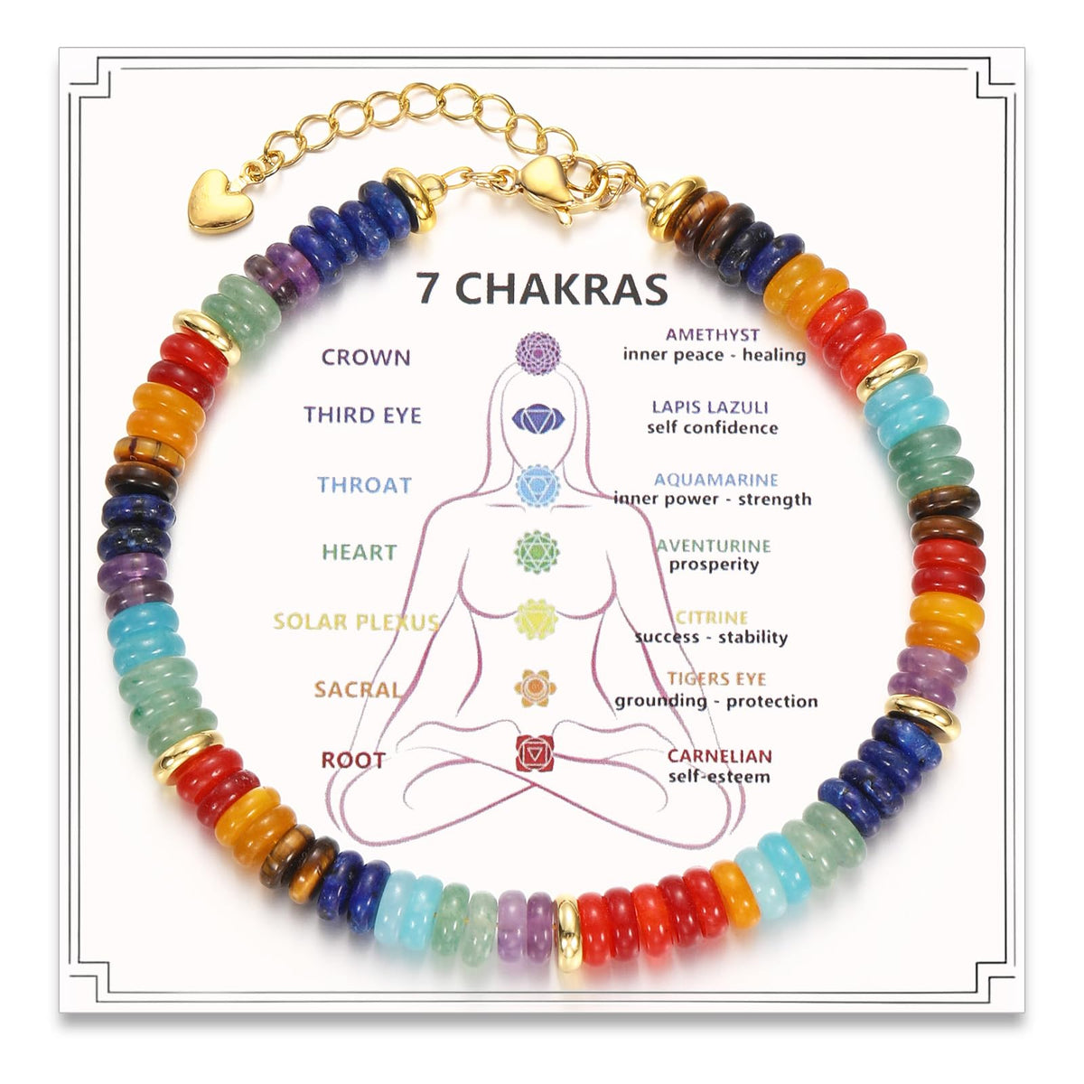 Korotho Chakra Bracelet for Women, Crystals and Healing Stones Crystal Bracelet Anxiety Relief Items Gifts 7 Chakra Bracelets Pulseras Para Mujer Spiritual Bracelets for Women Trendy