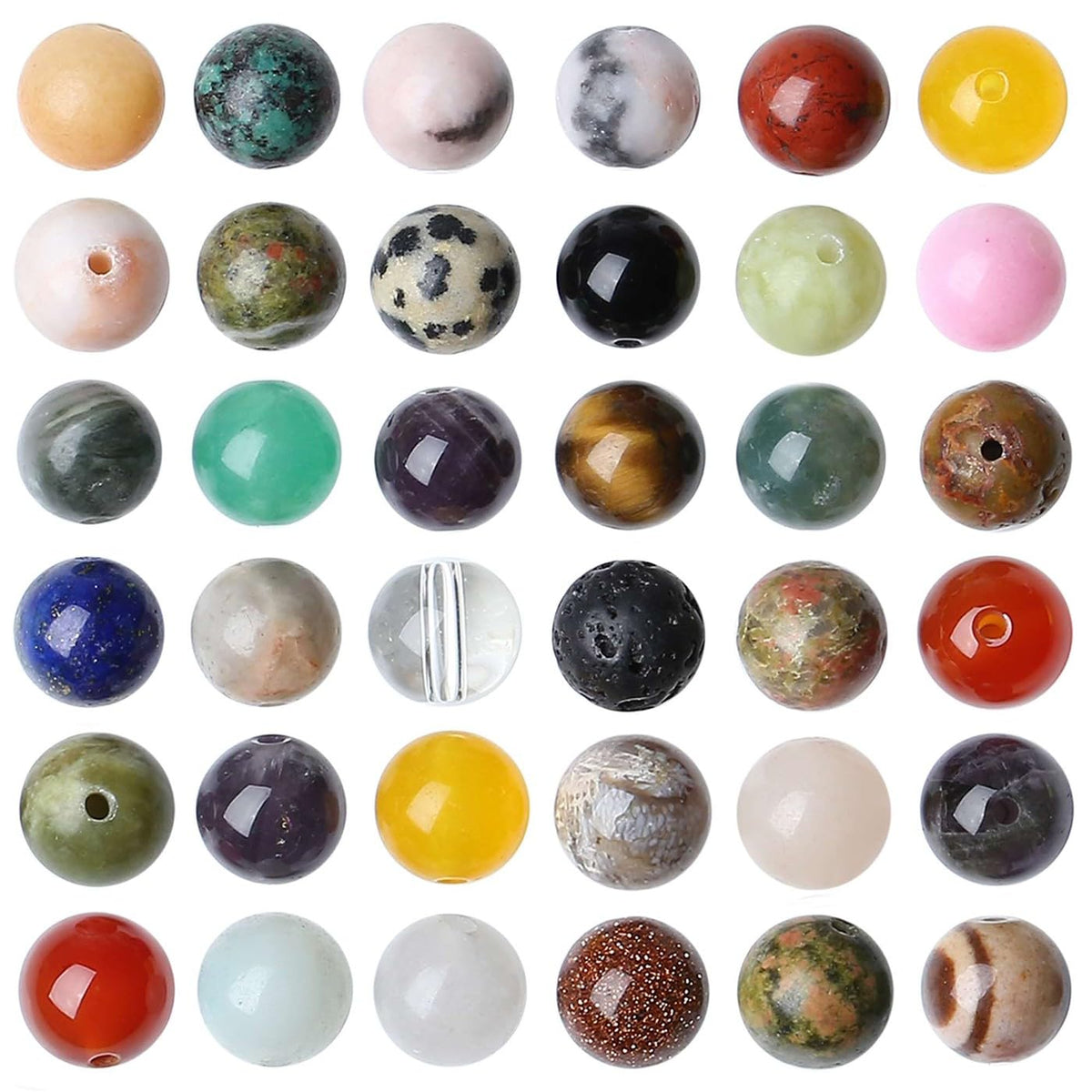 LAIDANLA Multicolor 100PCS 8mm Natural Stone Beads Round Loose Gemstone Stone Beads for DIY Bracelet Necklace Earrings Jewelry Making Polishing Genuine Real Crystal