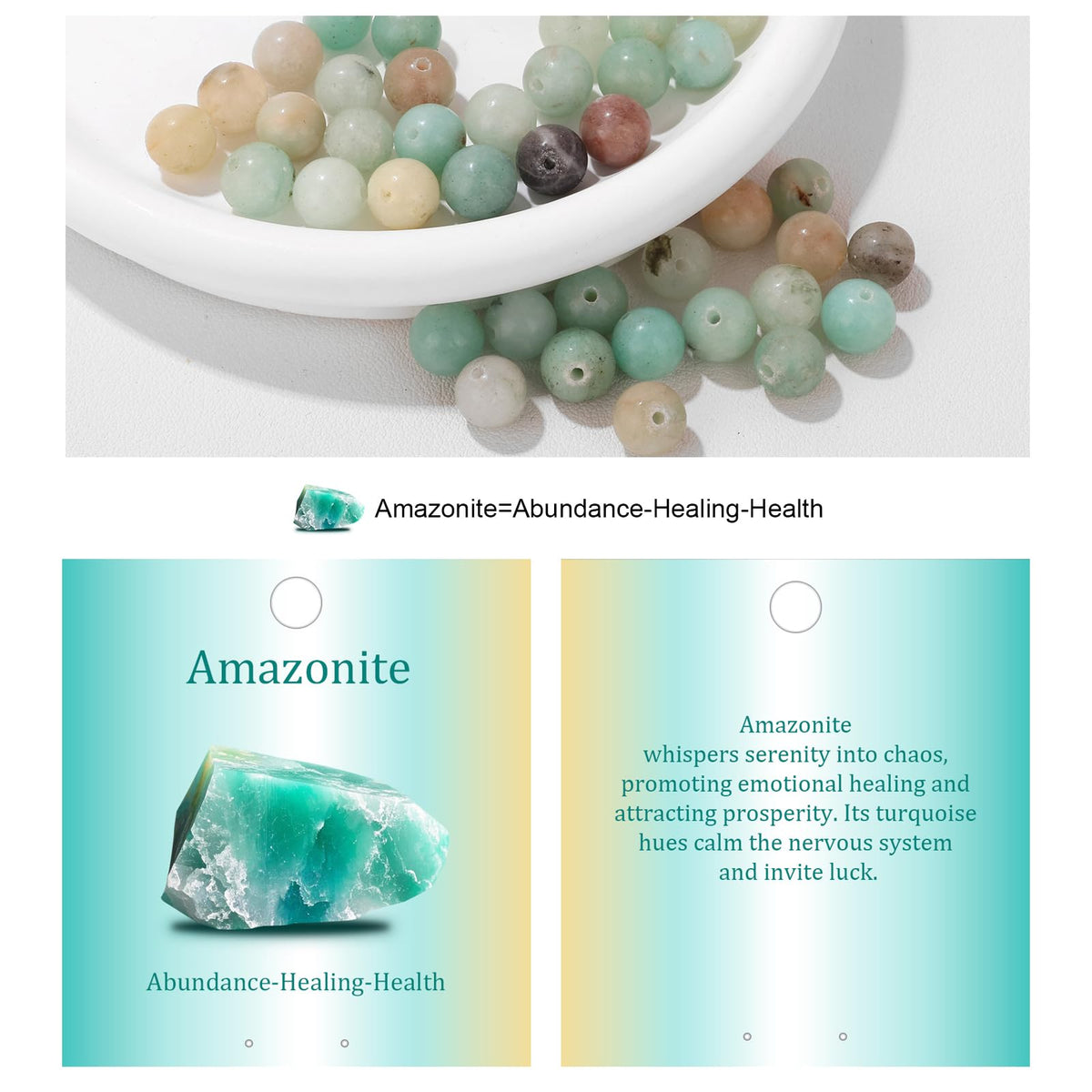Vinswet 45pcs 8mm Amazonite Natural Stone Beads Round Genuine Real Stone Beading Loose Gemstones DIY Smooth Bead for Bracelet Necklace Earrings Jewelry Making