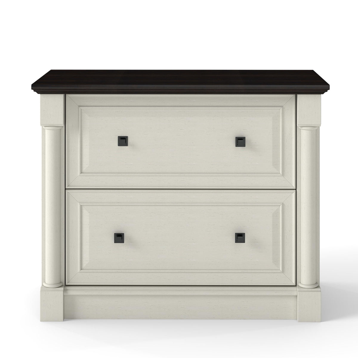 2-Drawer Roman Column File Cabinet, 36.8″ Wide Lateral File Cabinet with Hanging Folders, Fits Letter Legal A4 Size, Elegant Classic Design Home Office Boss Room Printer Stand, White and Brown top
