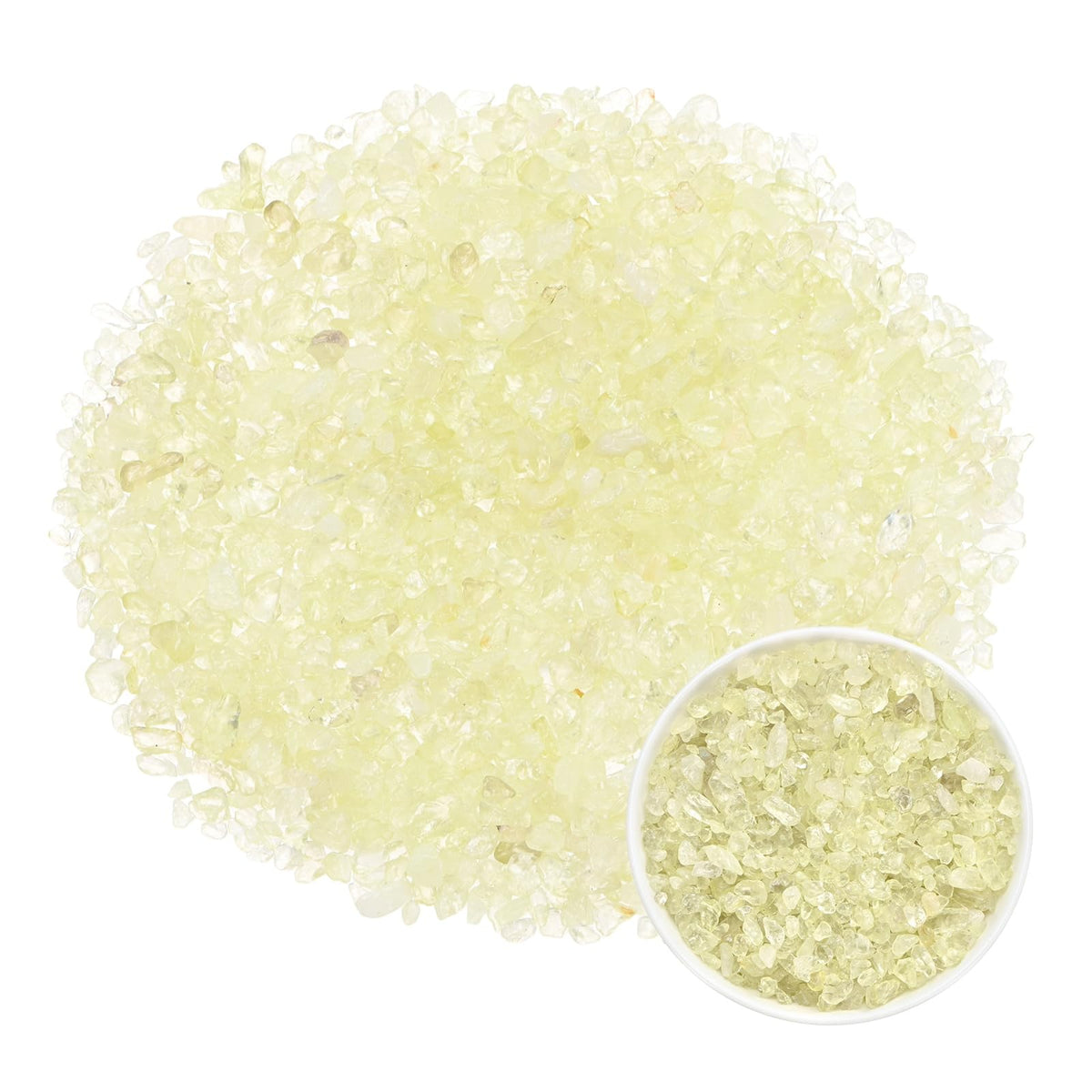 M METERXITY 1.1lb/500g Assorted Tumbled Chips Stone, 5-7 mm Crushed Crystal Quartz Pieces for Vases Filler/Aquarium/Succulent Plants Decor, Irregular Shaped Stones [Light Yellow]