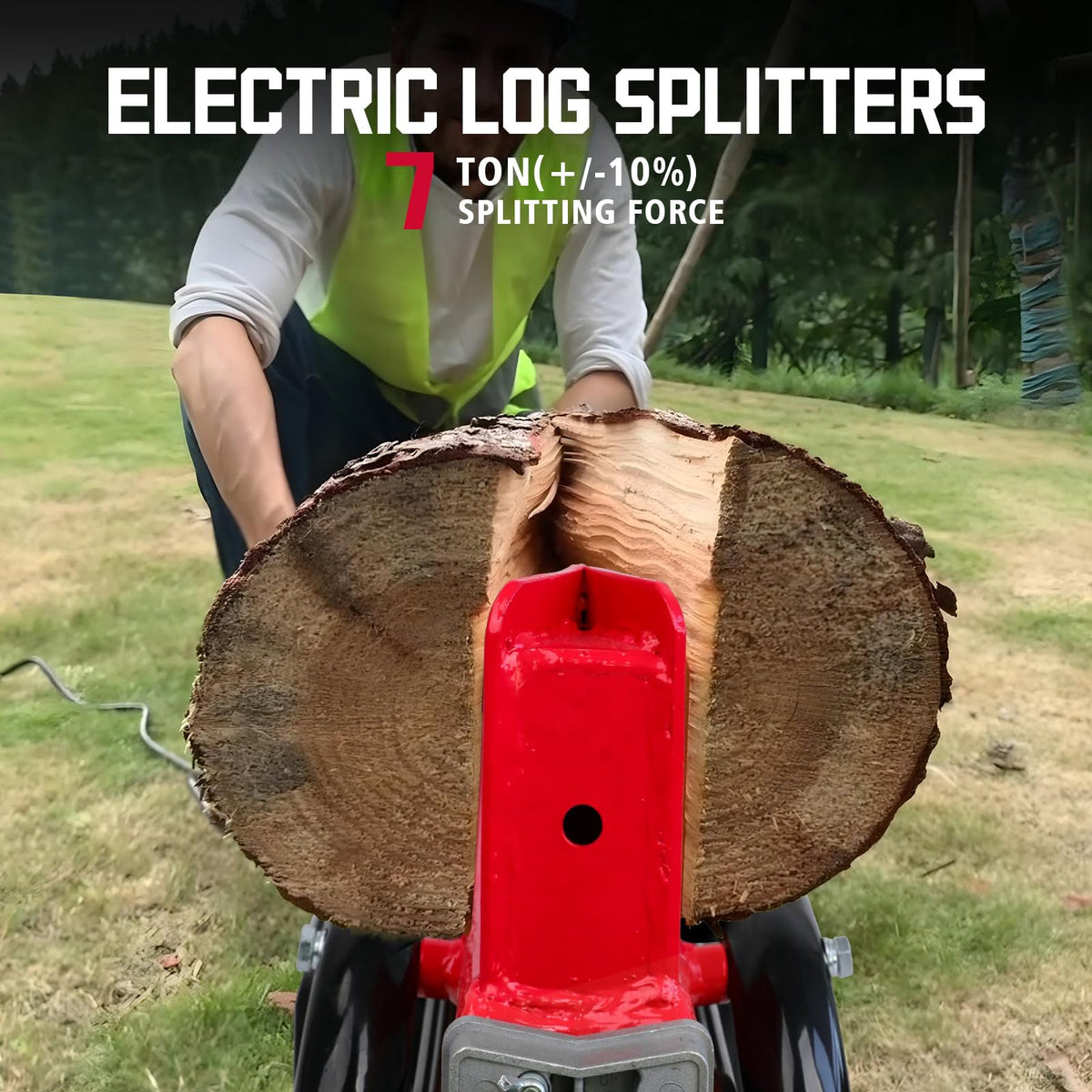 PowerSmart Electric Log Splitter & Wood Chipper 2-in-1 Bundle: 7-Ton Hydraulic Splitter for 20" Logs & 15-Amp Chipper for 1.77" Branches, Perfect Combo for Yard Cleanup & Firewood Making