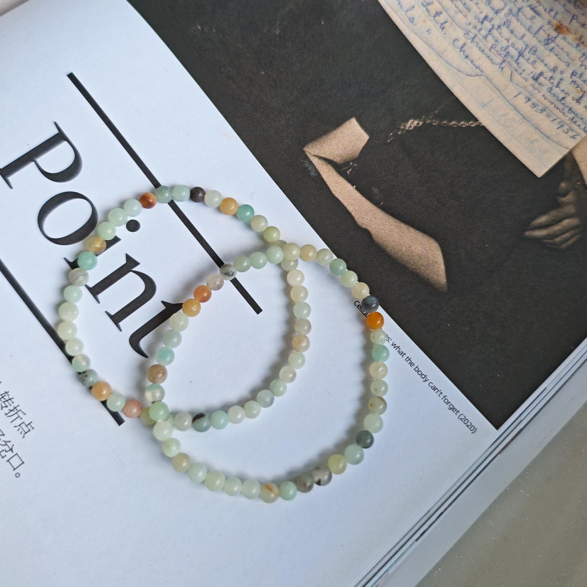 CHCCOYE 4mm Natural Healing Gemstone Bracelet Handmade Yoga Stretch Elastic Bracelet Stress Relief Crystal Jewelry for Men and Women (4mm, Mulitcolor Amazonite)