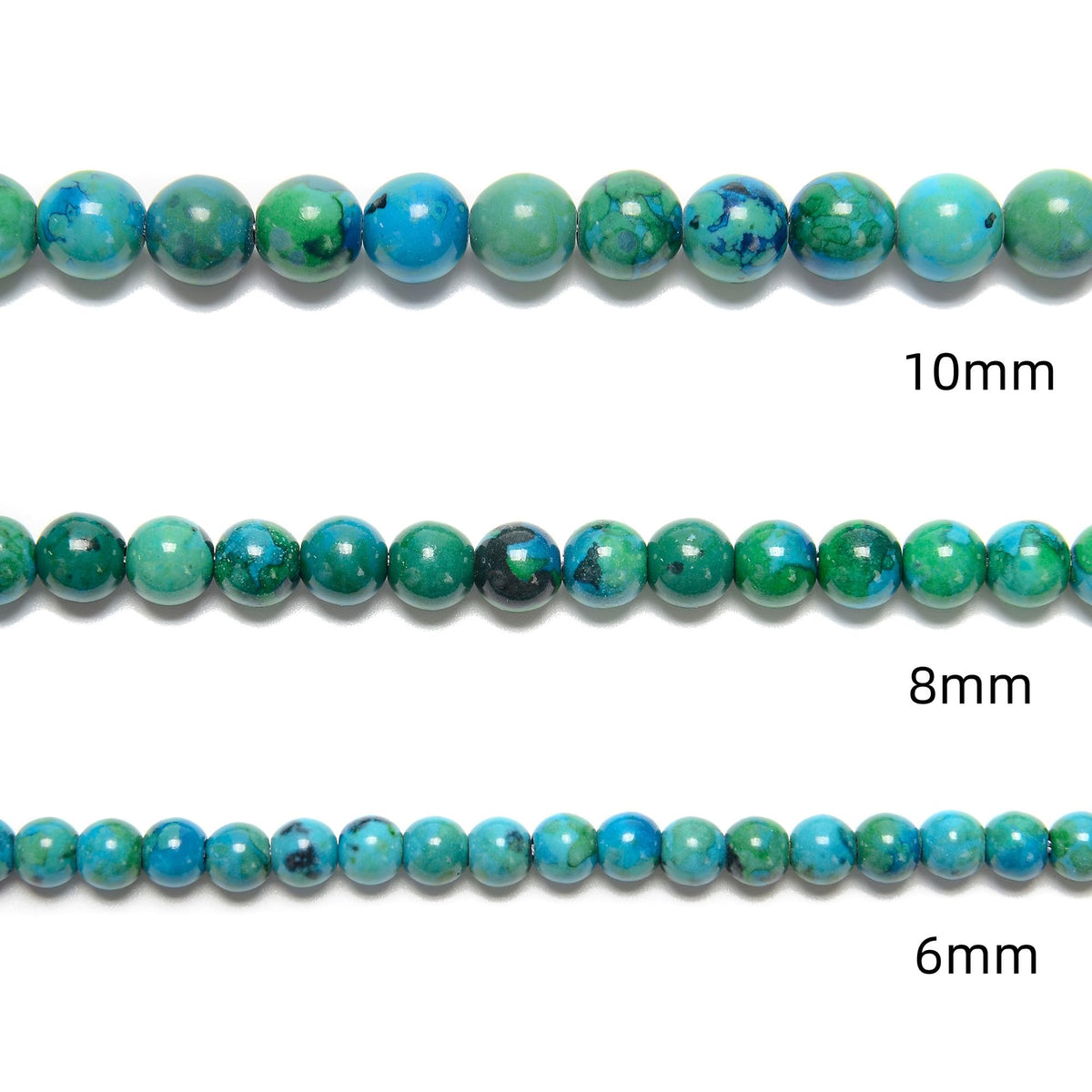 Land Long 120pcs(2 Strand/Set) 6mm Azurite Gemstone Beads with Healing Power, Smooth Round Energy Stone Beads for Jewlery Bracelets Earrings Making DIY