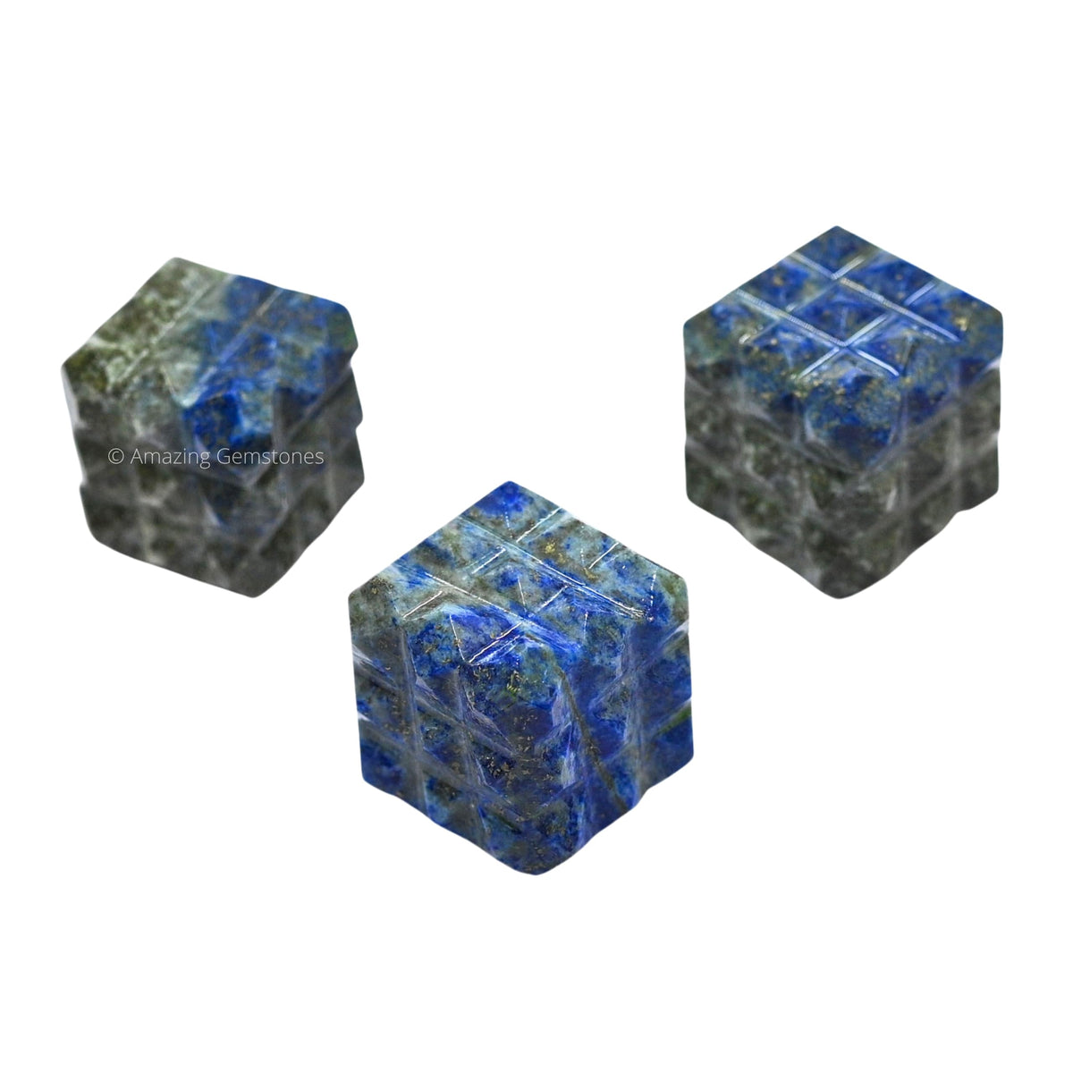 Amazing Gemstone Lapis Lazuli Crystal Cube with 54 Pyramid - 1" Mini Lemurian Pyramid Cube Figurine of Natural Stone Pyramid for Meditation, Reiki, Chakra Balancing Vastu Pooja and Crystal Grids