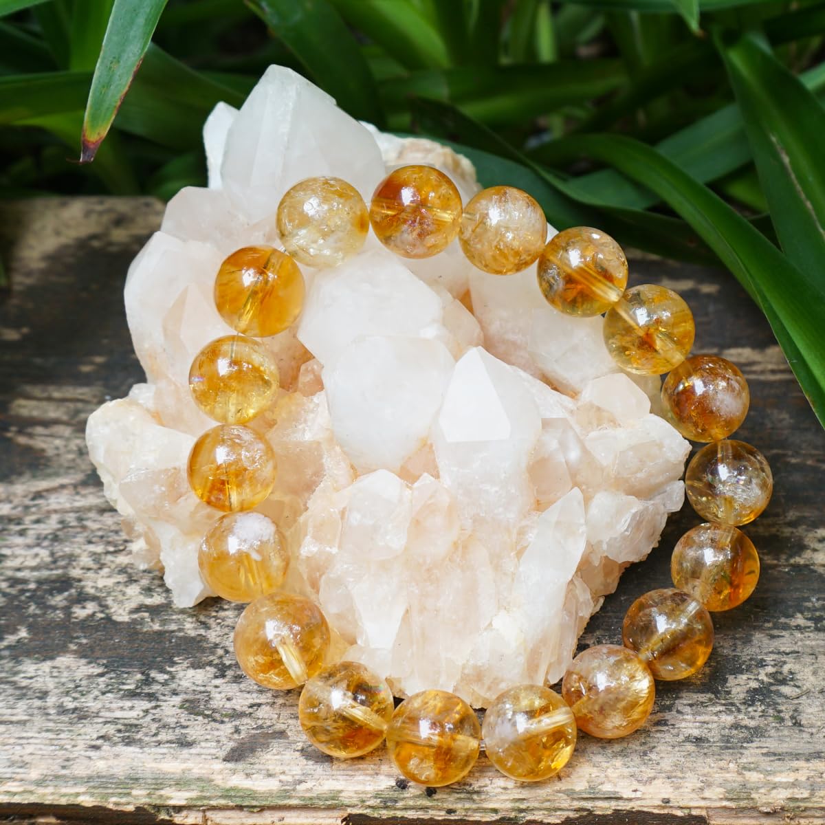 12MM Citrine Bracelet for Women Men, Natural Yellow Sacral & Solar Plexus Chakra Crystal and Gemstones | Stretch Jewelry Gift for Bringing Wealth Success Motivation | Fits for 7.5-8" Large Wrist