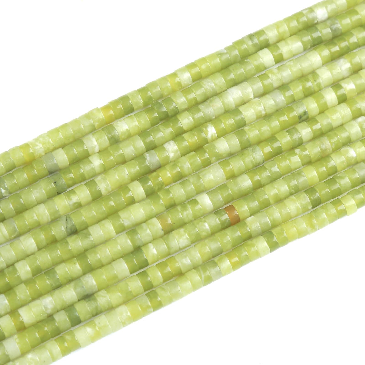 150pcs 2x4mm Natural Chinese Green Jade Tube Shape Beads Loose Flat Round Cylinder Flat Spacer Green Stone Beads for Bracelet Earrings Jewelry Making