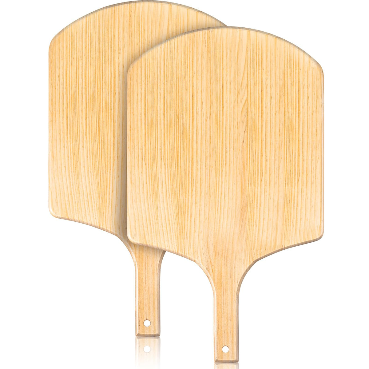 Bokon 2 Pack Wooden Pizza Peel, 16 x 14 Inch Large Pizza Paddle Set with 8 Inch Wooden Handle for Oven, Stone, Pan or Grill, Spatula for Baking Bread and Cake - Indoor & Outdoor