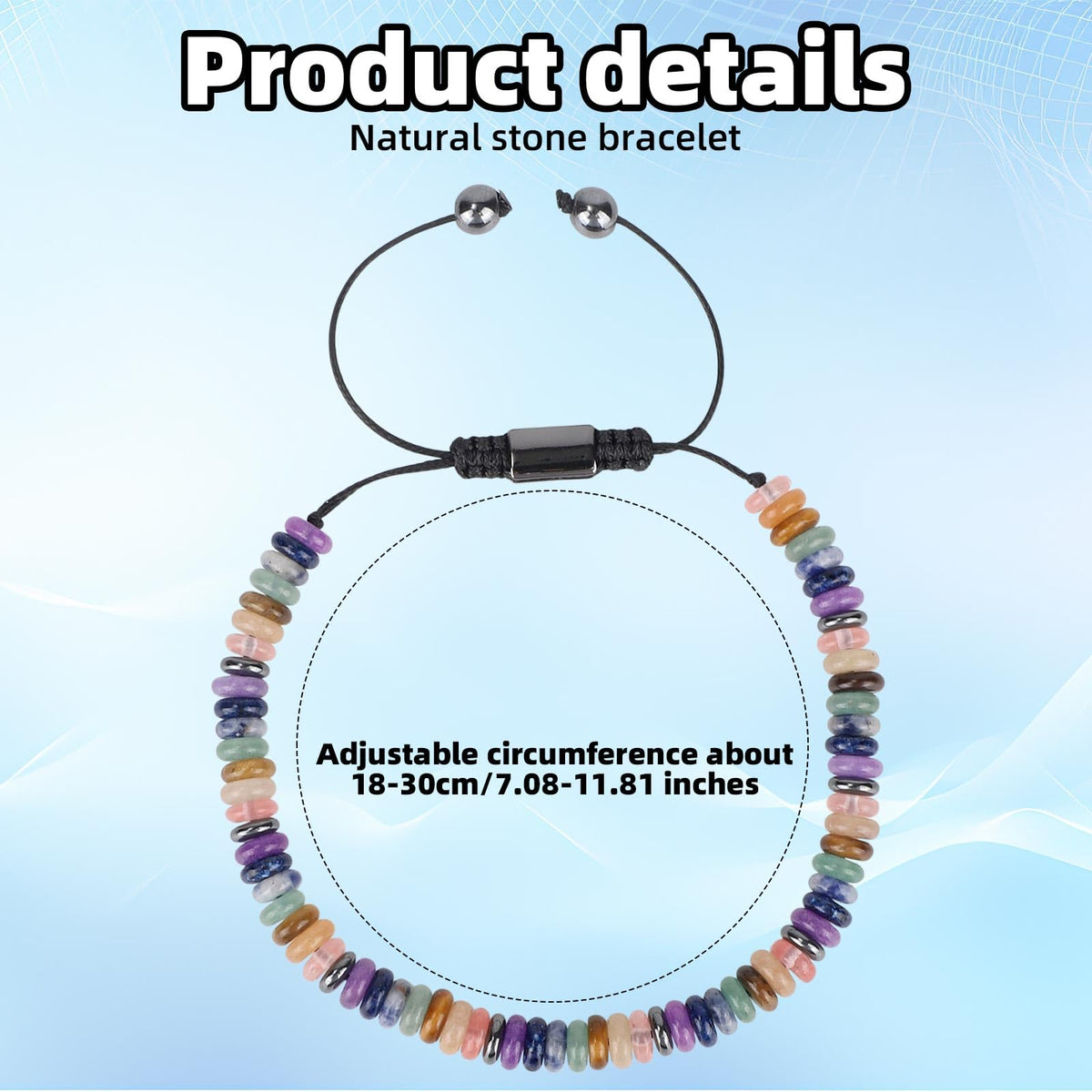 Mikovivi Inspirational Gift for Women, Colorful 7 Chakras Natural Stone Bracelet Adjustable Yoga Spiritual Crystal Beaded Bracelets Encouragement Jewelry for Women Men