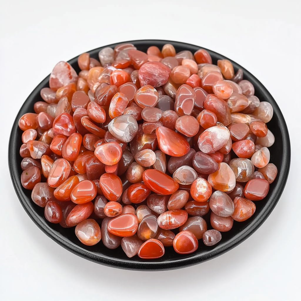 SigMntun Polished Red Agate Crystal Chips 200 Pcs - 0.3" 10 oz Tumbled Stone Chips Crushed Sea Glass Stones Healing Reiki Crystal Making Home Decoration