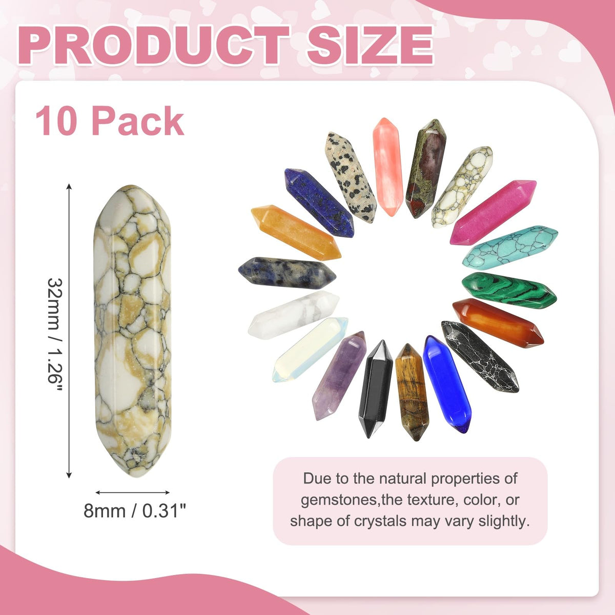 MECCANIXITY 10 Pack Yellow Turquoise Quartz Crystals, Polished Crystals Bulk Hexagonal Shaped Meditation Gemstone for Jewelry Making Energy Balance Accessories Gifts