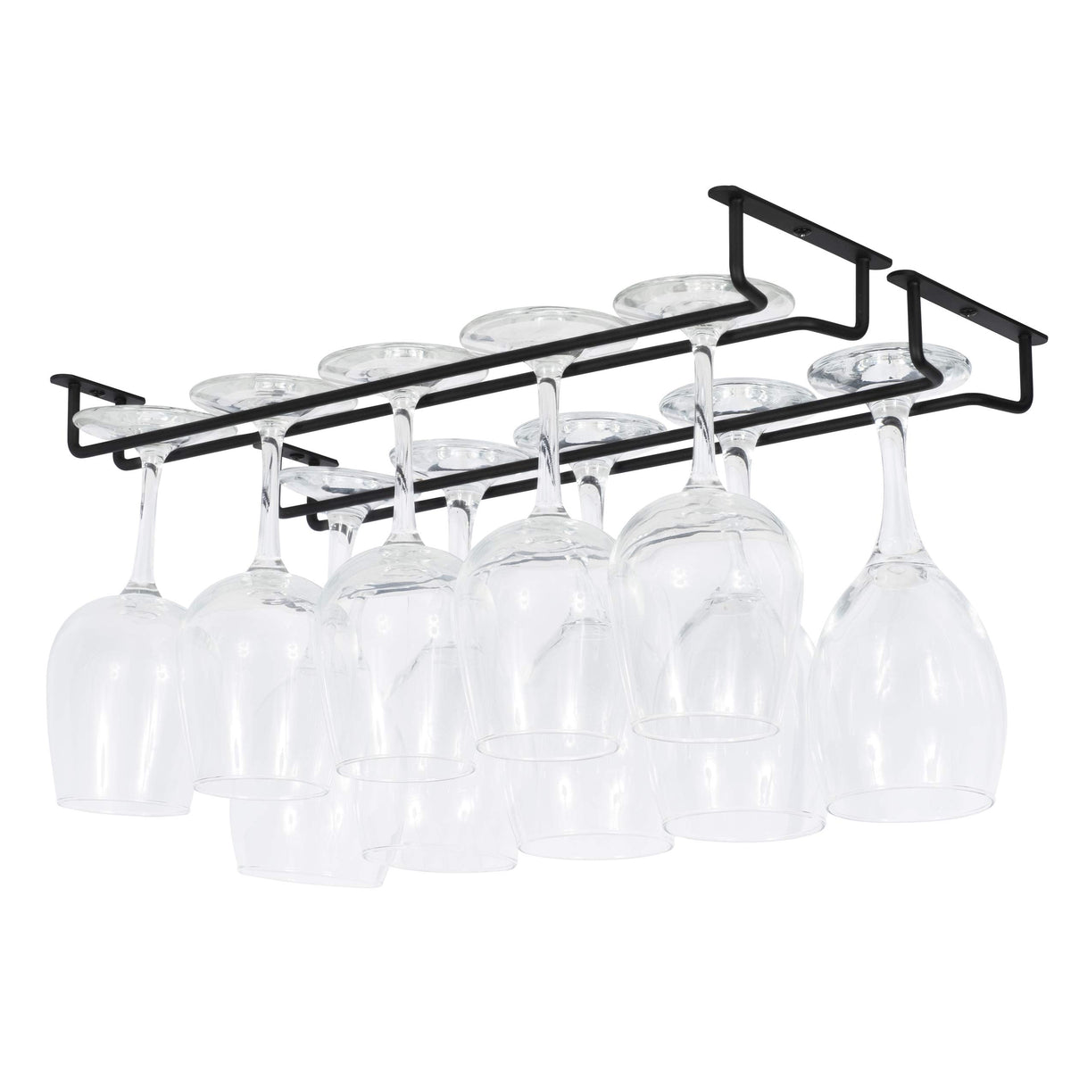 Wallniture Brix Wine Glass Holder Under Cabinet Kitchen Organization and Storage for Kitchen Decor, Black Iron 17 Inch Set of 2