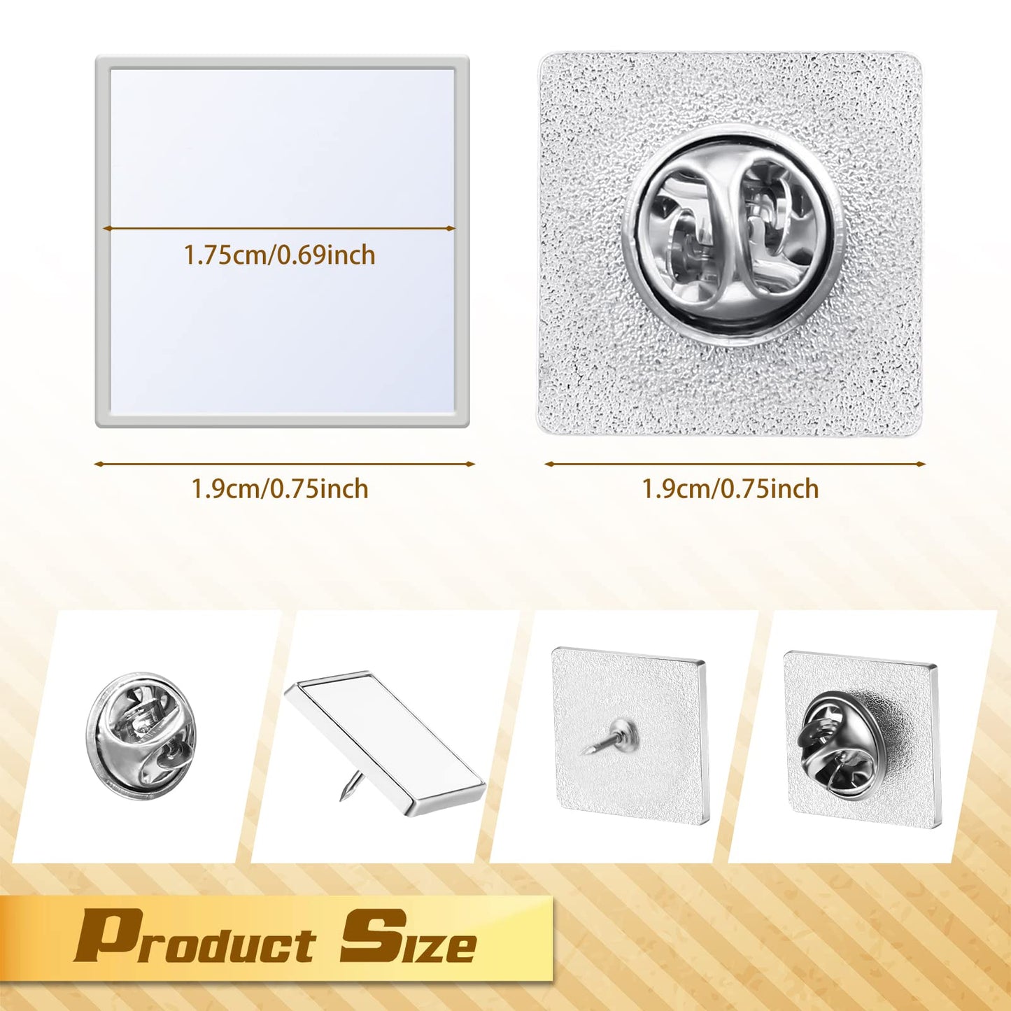 30 Pcs Sublimation Button Blank Pins, 0.75 Inch Square Sublimation Blanks Lapel Pins Heat Transfer Aluminum Badge for DIY Craft Jewelry Making Supplies Birthday Wedding Gifts