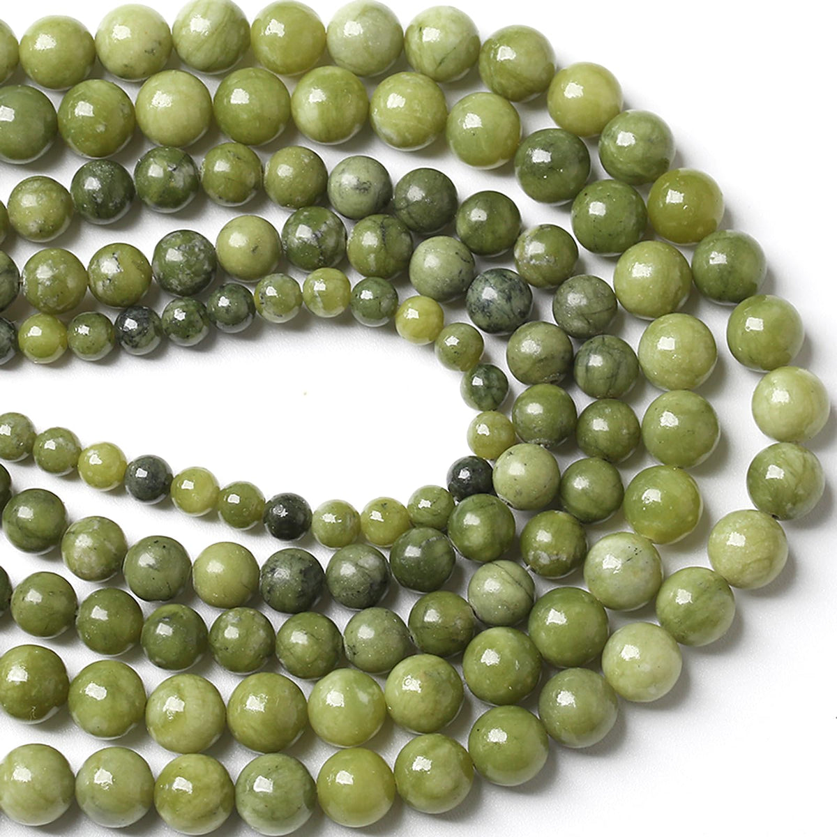 180pcs 4MM Natural Stone Chinese Green Jade Beads Round Loose Beads for Jewelry Making Bracelet 2 Strands 32"