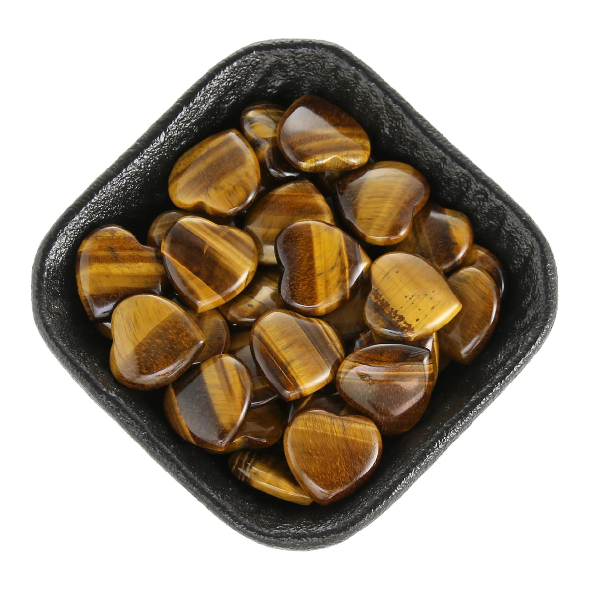 Namzi 20 Packs of Tumbled Polished Natural Tigers Eye Crystals Heart Stones, Crystals and Healing Stones Quartz Bulk for Wicca, Reiki, Healing Energy, Chakra Stones, Witchcraft Supplies